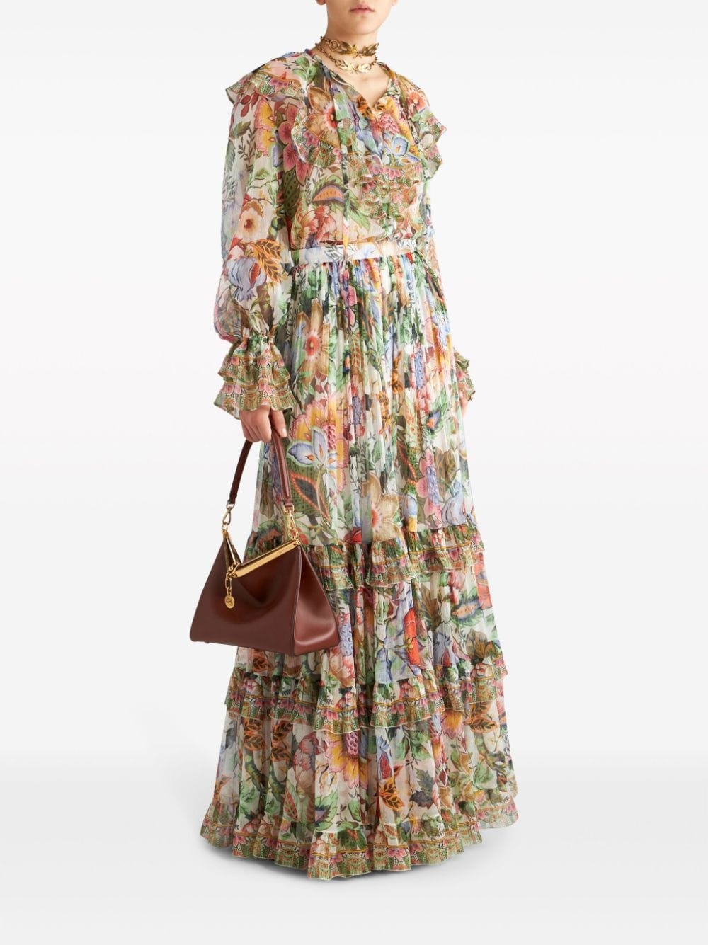 ruffled floral-print silk shirt - 2