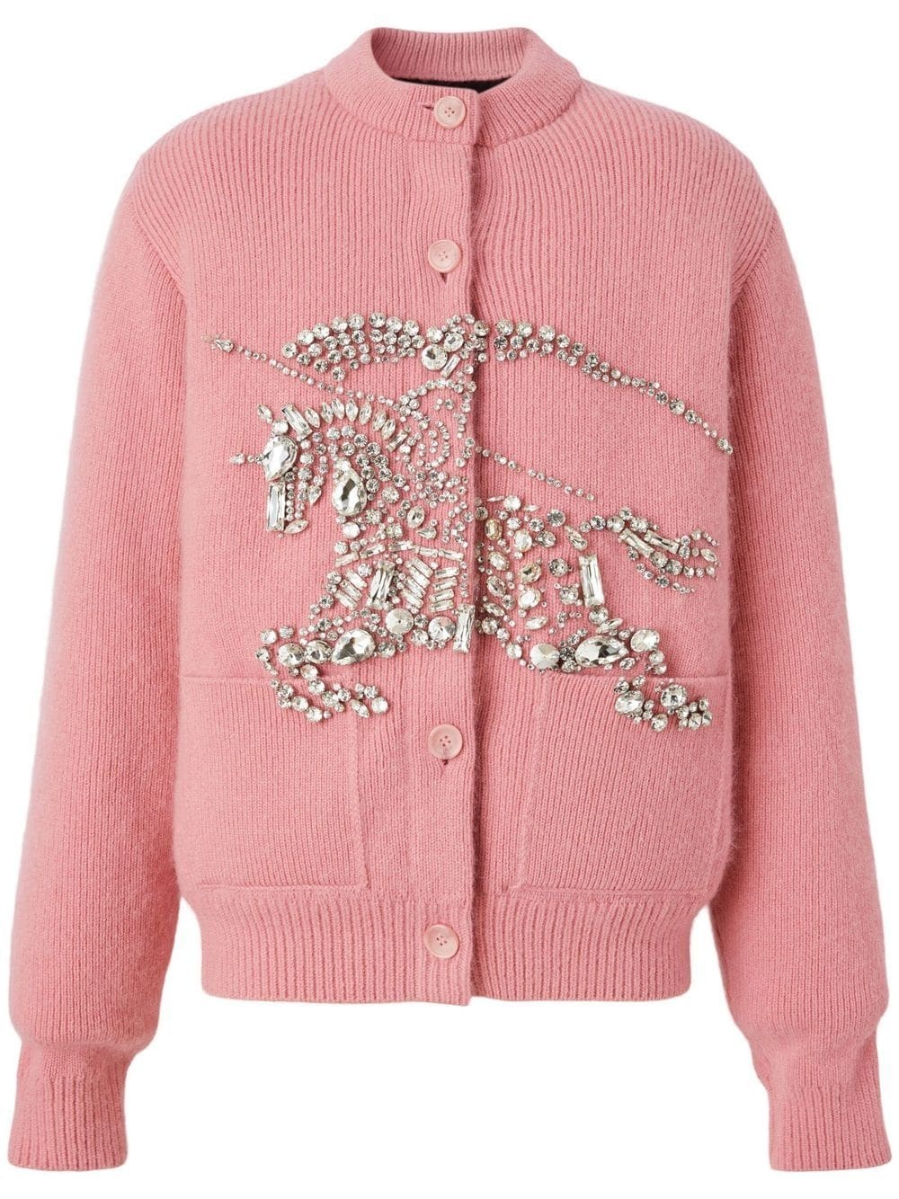 crystal-embellished motif padded cardigan - 1