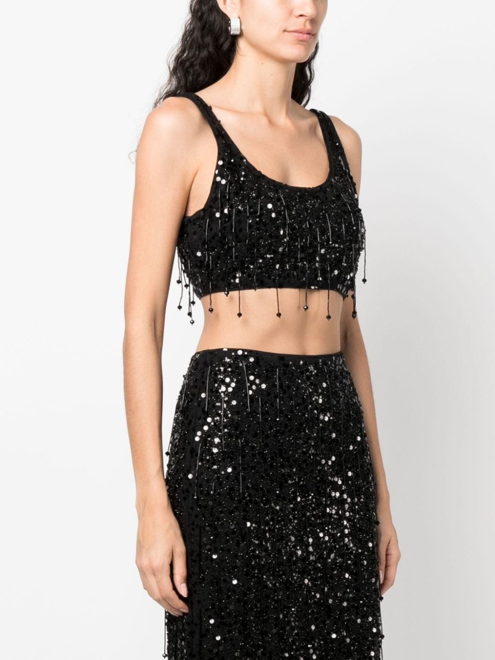 paillette-embellished cropped tank top - 3