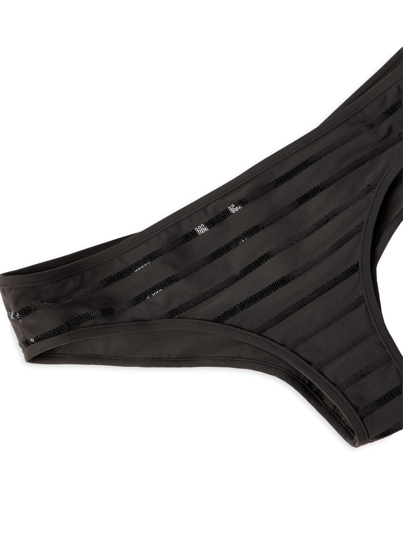 Women's Dazzling Stripes Bikini Bottoms in Techno Jersey with Monili - Lignite 5