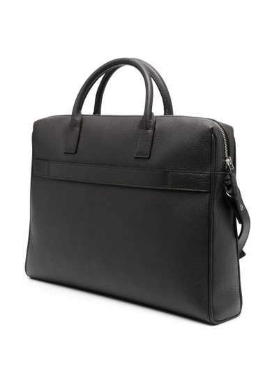 Canali logo-stamp grained-leather briefcase outlook