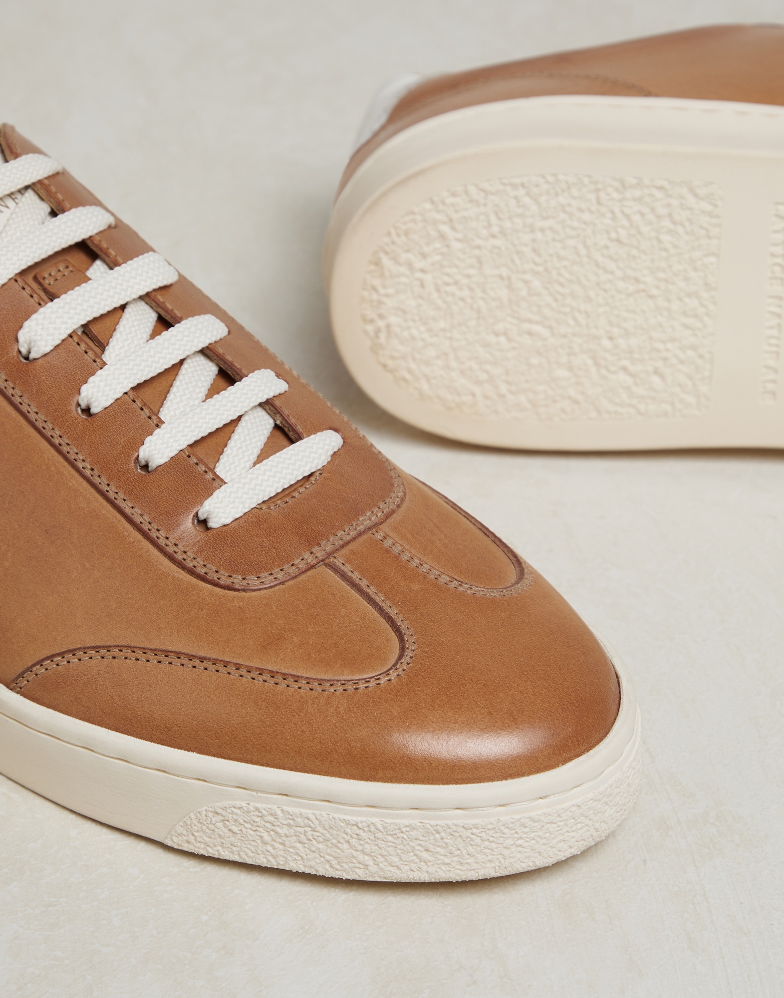 Waxed calfskin sneakers with natural rubber sole - 4
