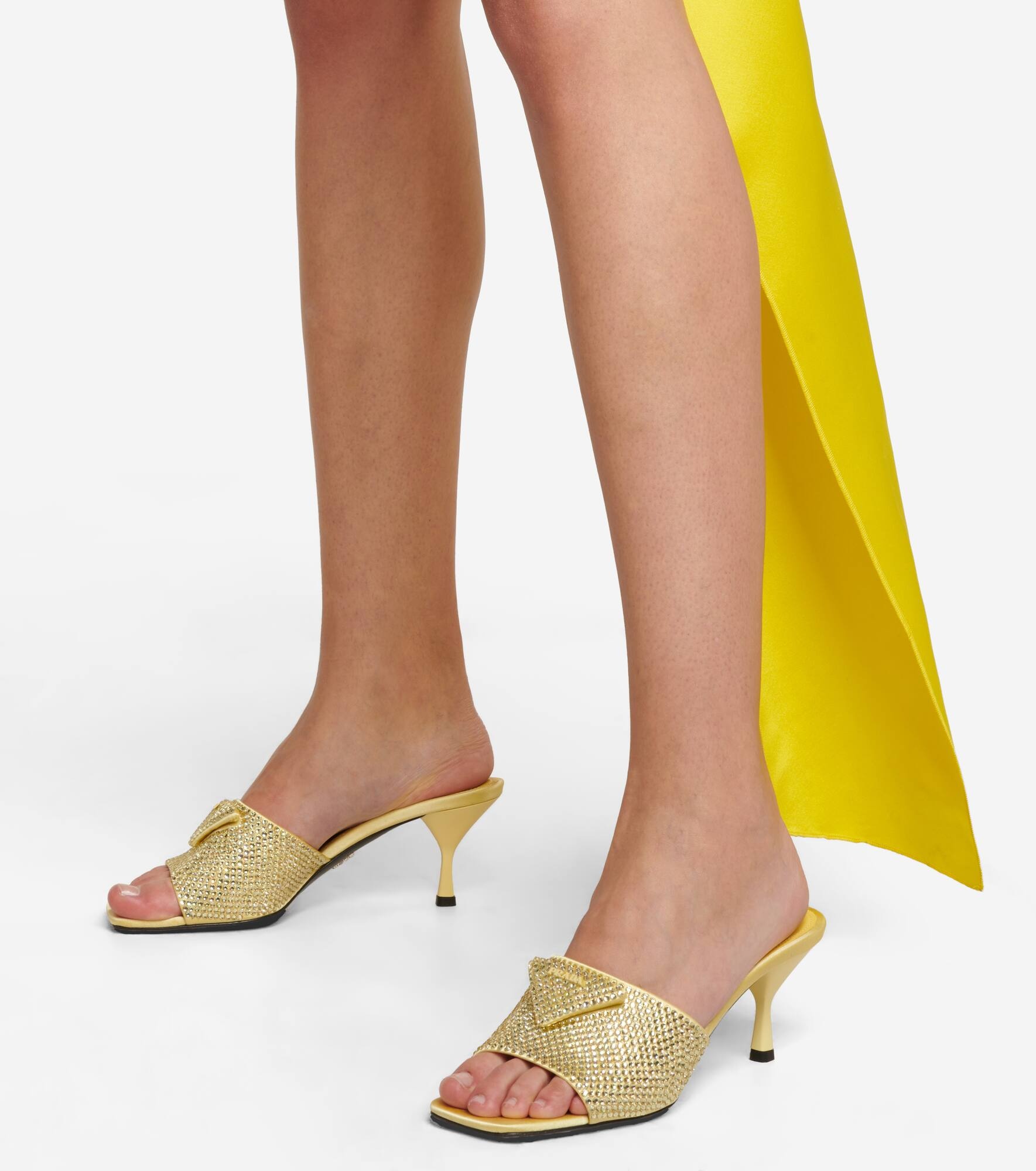 Crystal-embellished satin mules - 4
