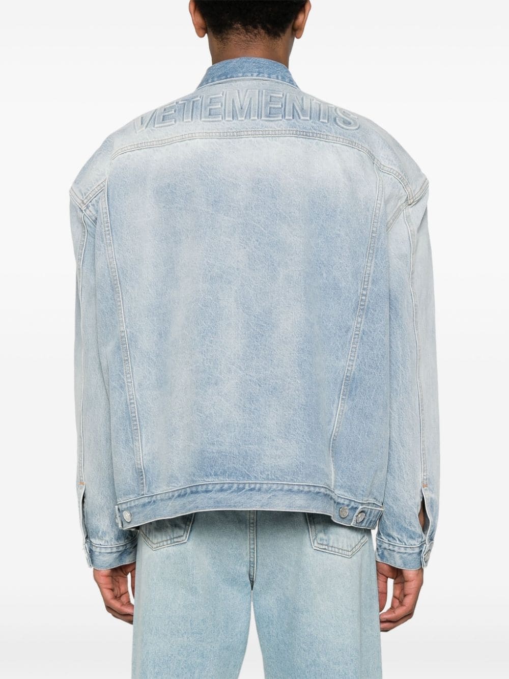 embossed-logo denim jacket - 5