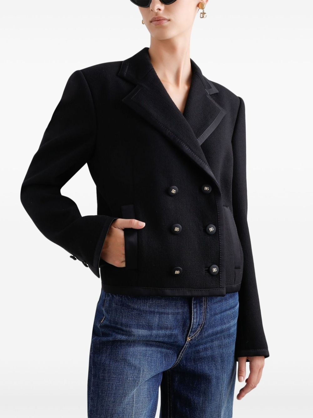 satin-trim blazer - 4
