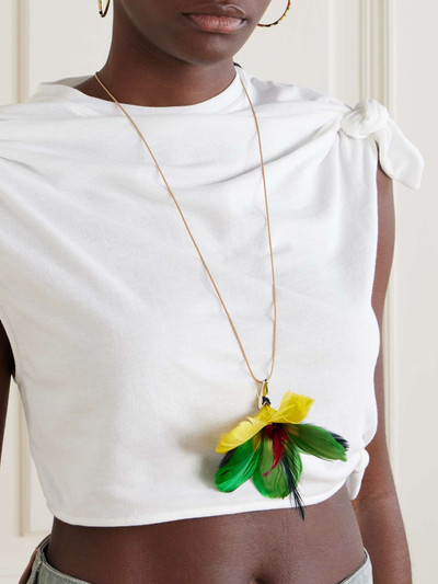 Loewe + Paula's Ibiza Hibiscus silver-tone, feather and cord necklace outlook