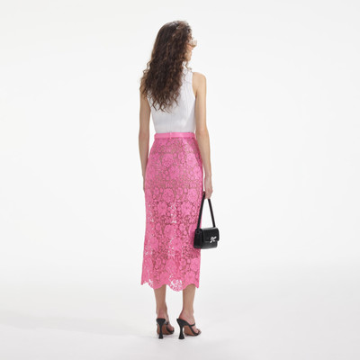 self-portrait Pink Lace Midi Skirt outlook