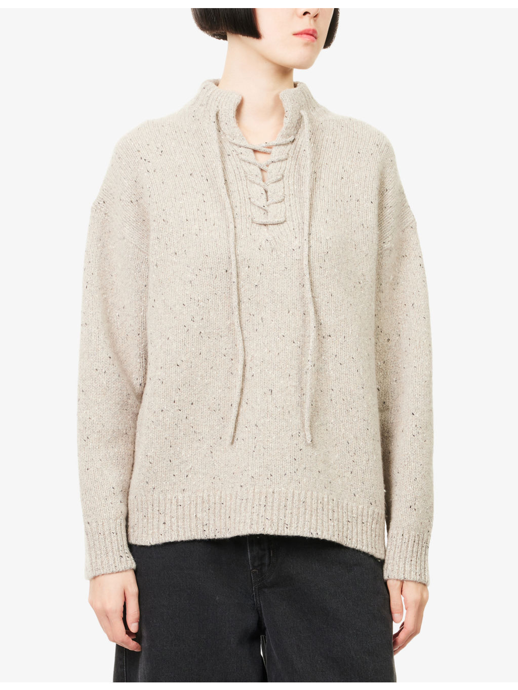 Drawstring High-Neck Wool-Blend Jumper - 3