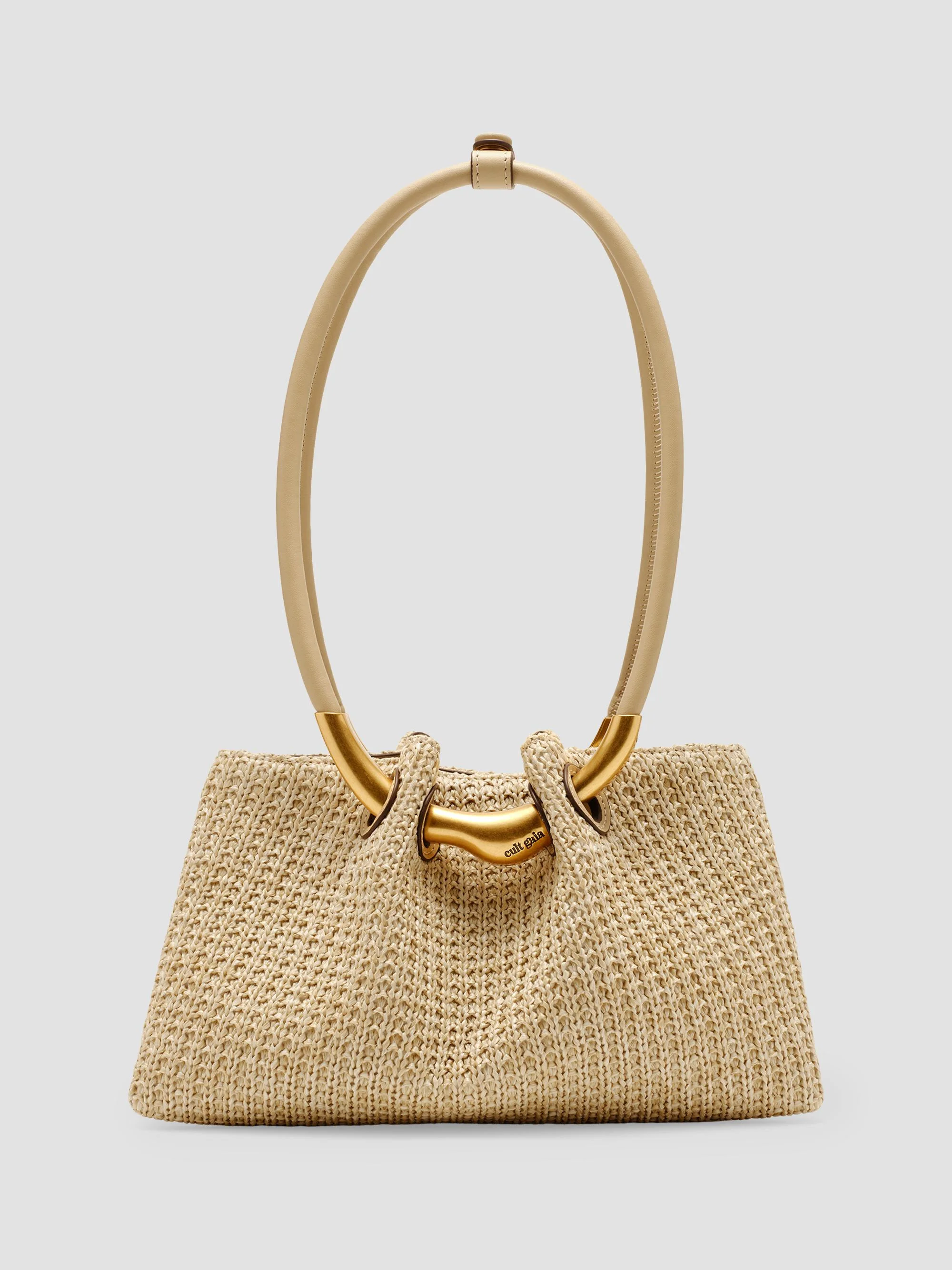 Women's Asa Pierced Raffia Shoulder Bag - Natural - 1