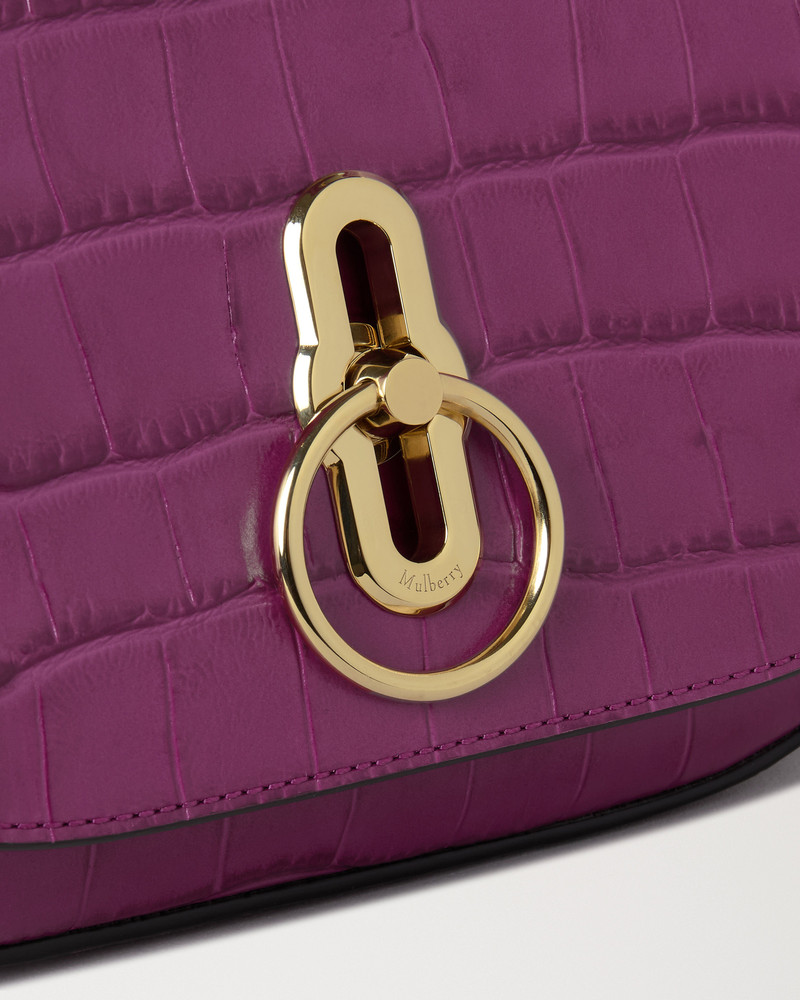 Small Amberley Satchel Top Handle Orchid Bloom Shiny Small Croc 5