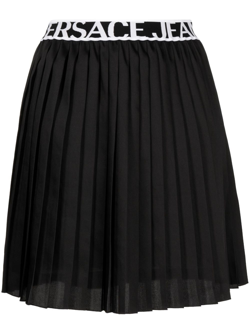 logo-waist pleated miniskirt - 1