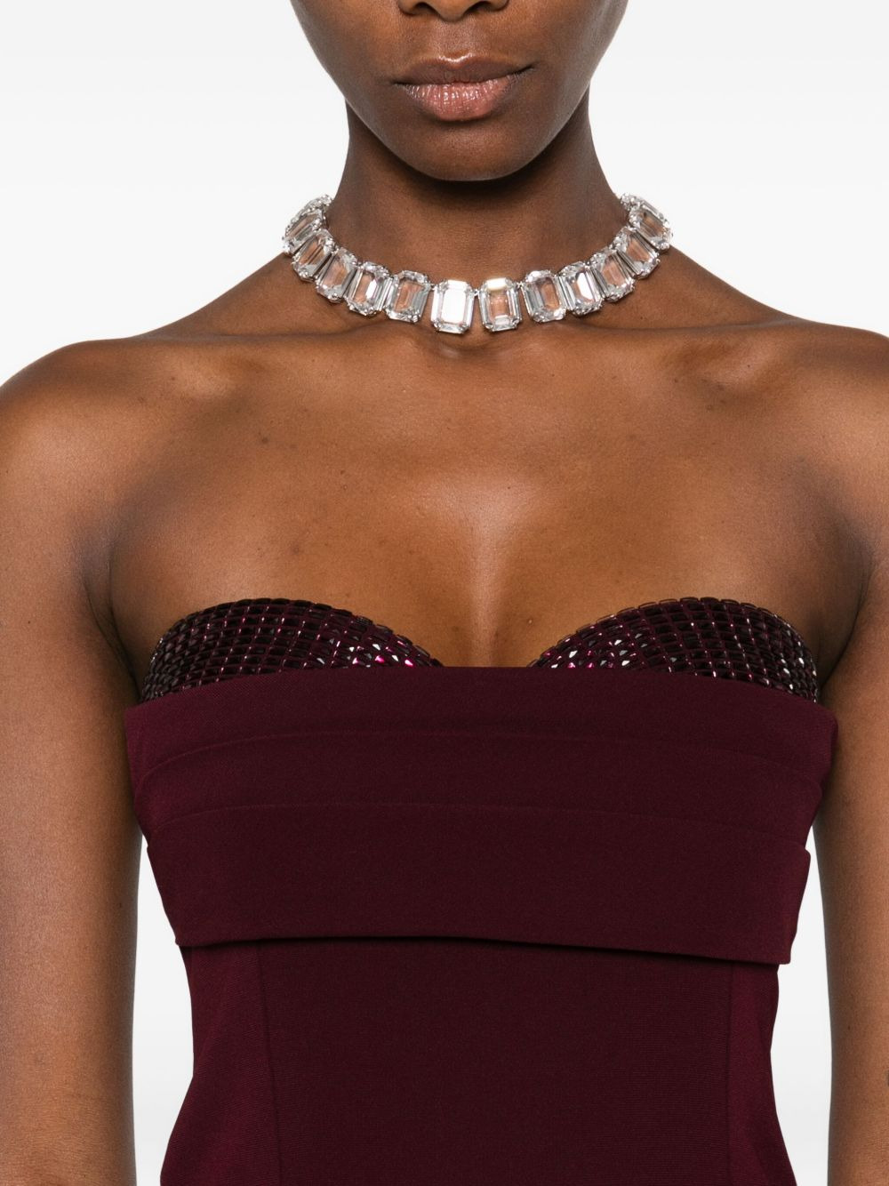 sequin-embellished strapless dress - 5