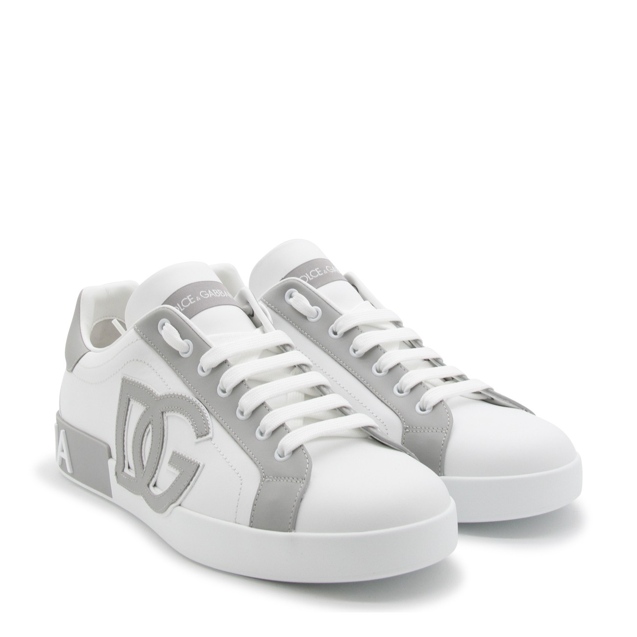 white and grey leather sneakers - 2