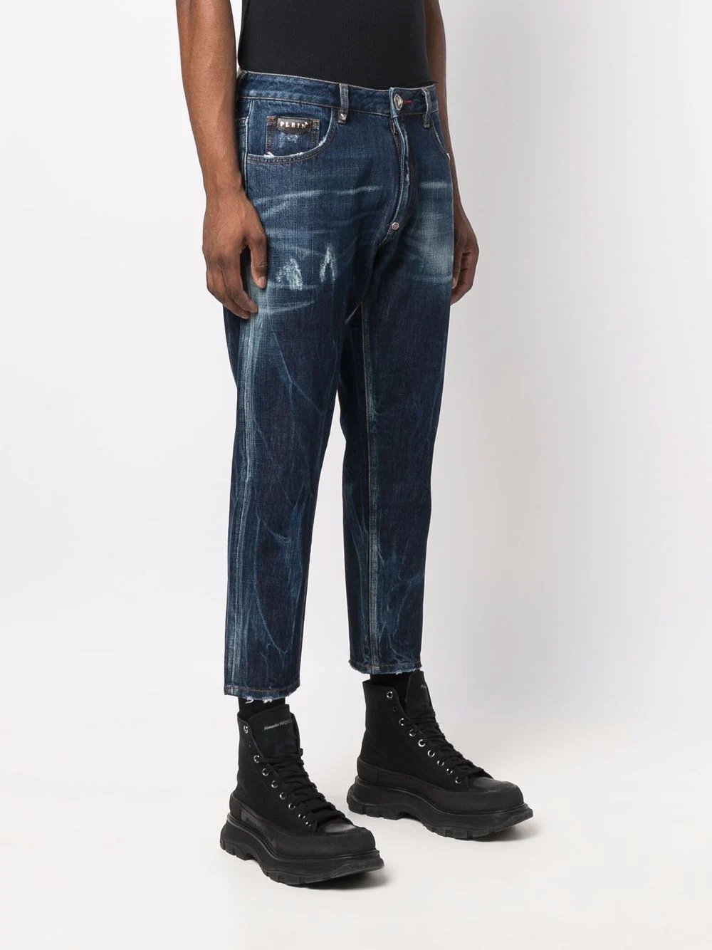 distressed-effect cropped jeans - 3