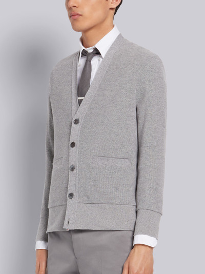 Thom Browne Light Grey Cashmere Pique V-Neck Cardigan outlook