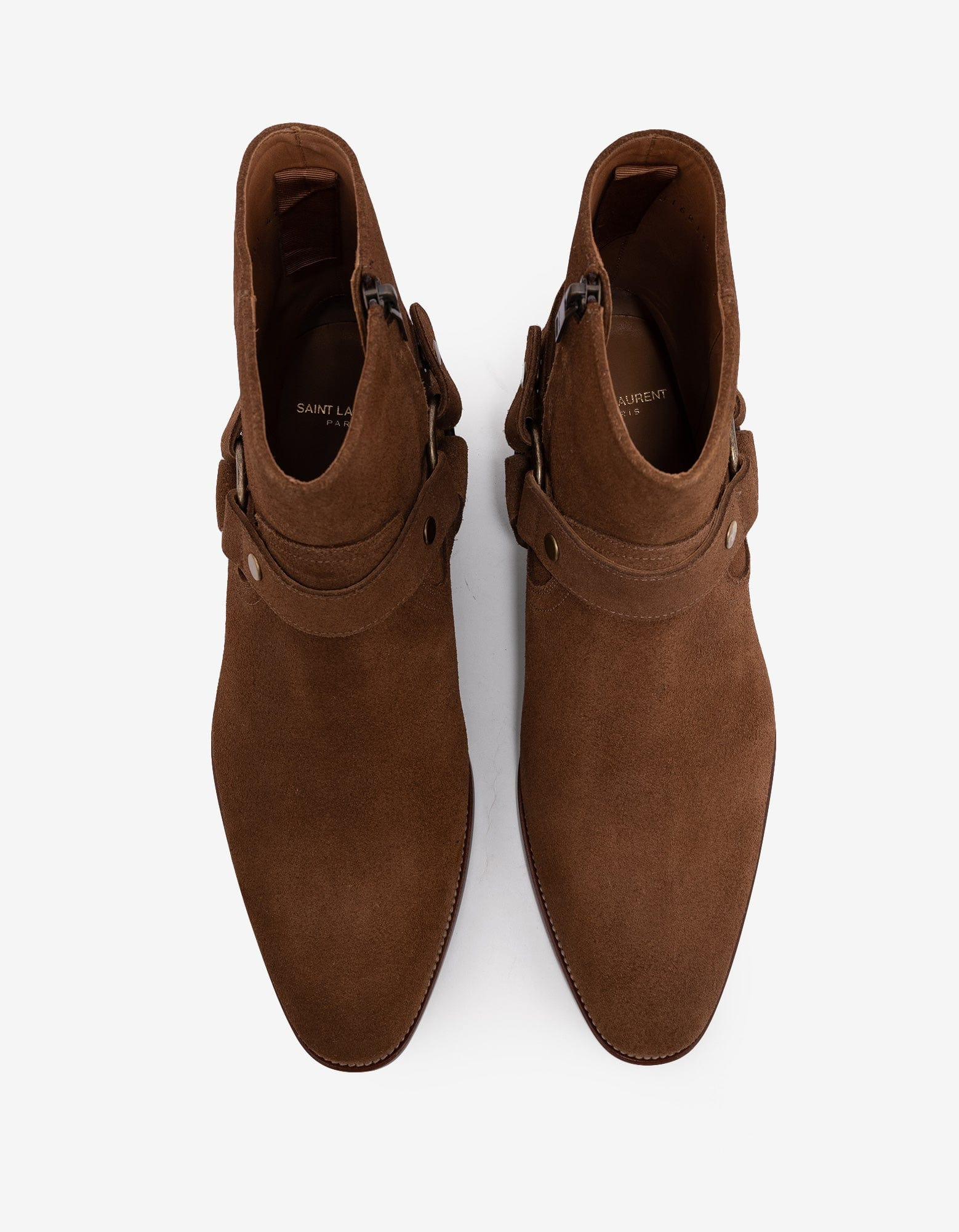 Saint Laurent Brown Wyatt 40 Harness Boots - 4