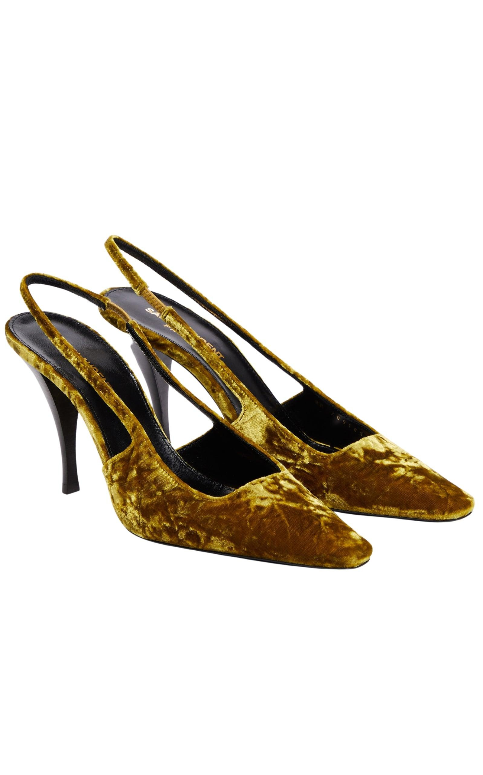 Blade 90 Velvet Slingback Pumps in Mustered - 4