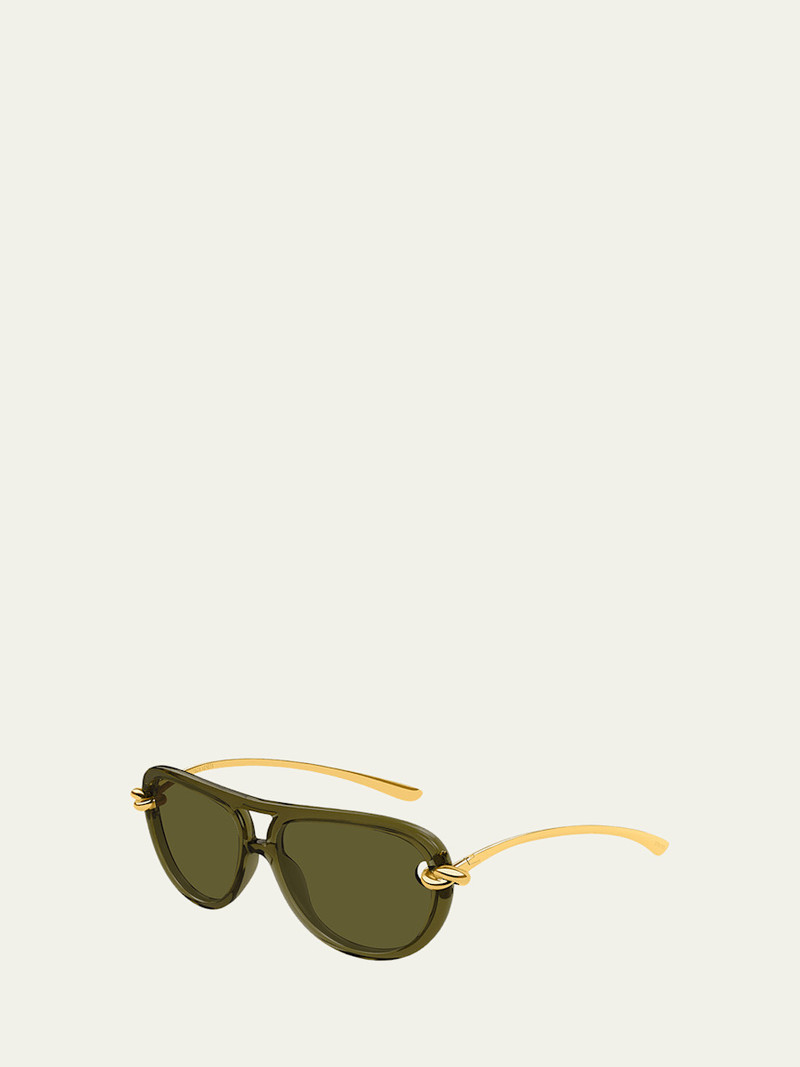 Bottega Veneta Knot Acetate & Metal Aviator Sunglasses outlook