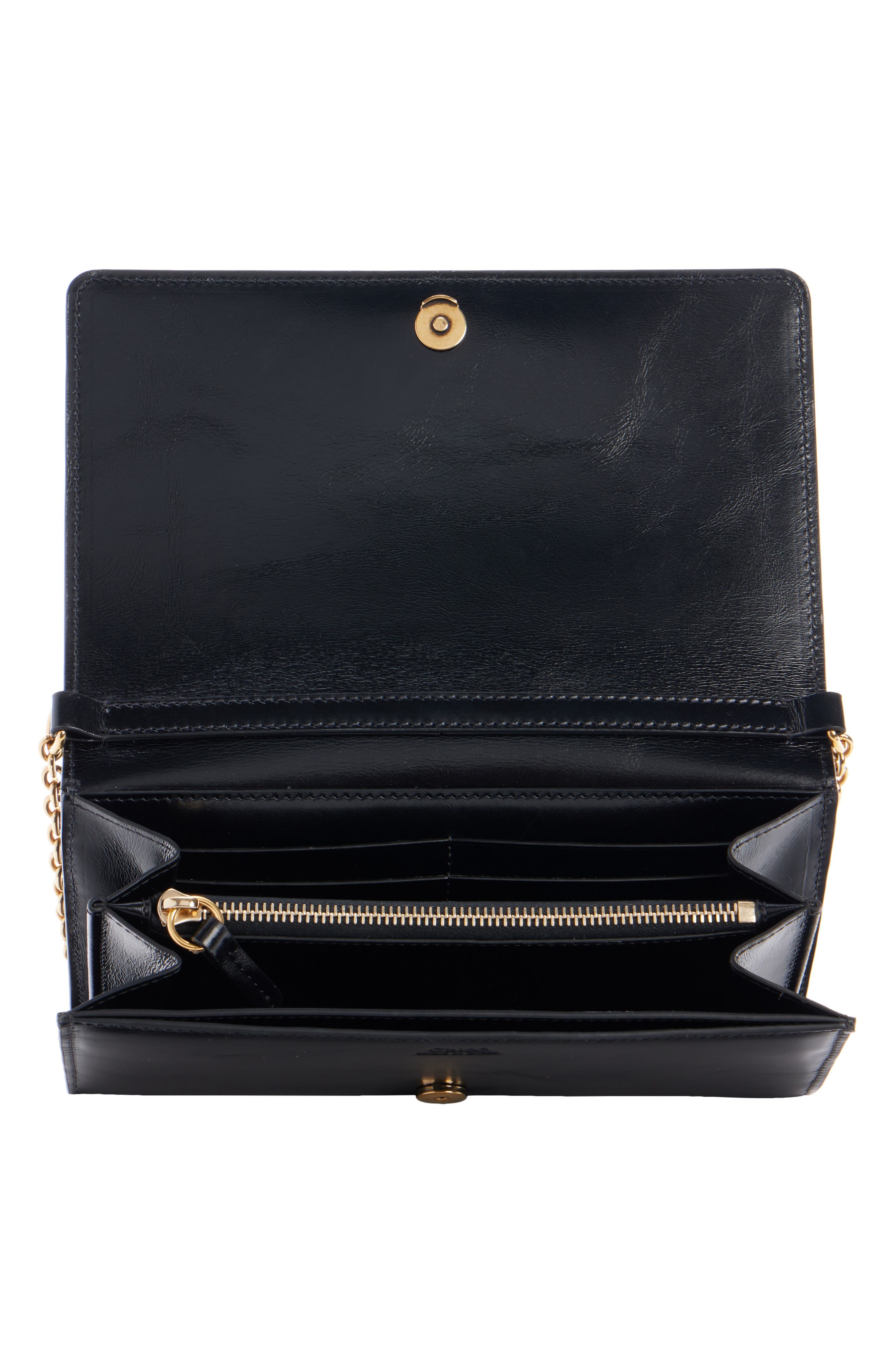 Chloé Iconic Script Leather Wallet On a Chain in 001 Black at Nordstrom - 4