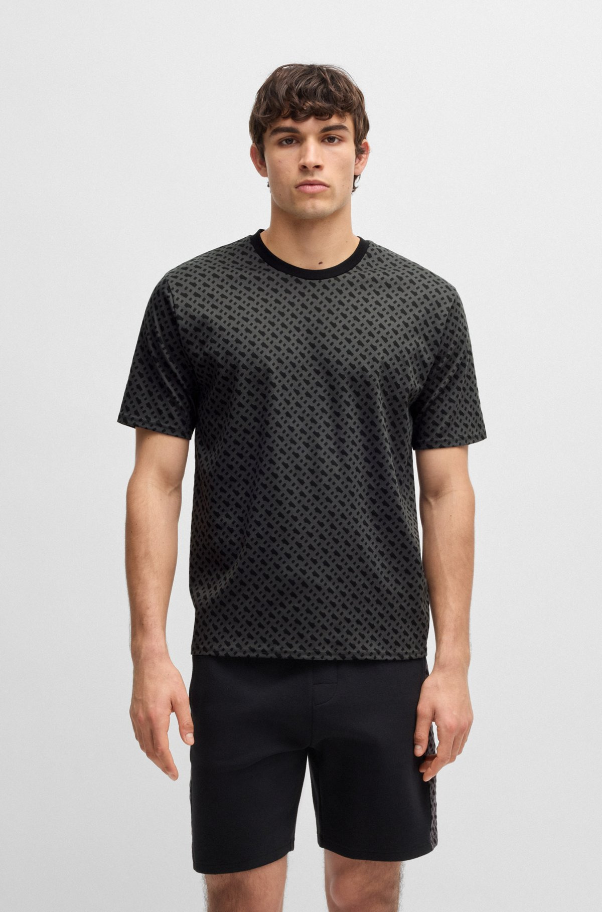 INTERLOCK-COTTON PAJAMA T-SHIRT WITH DOUBLE B MONOGRAM PRINT - 2