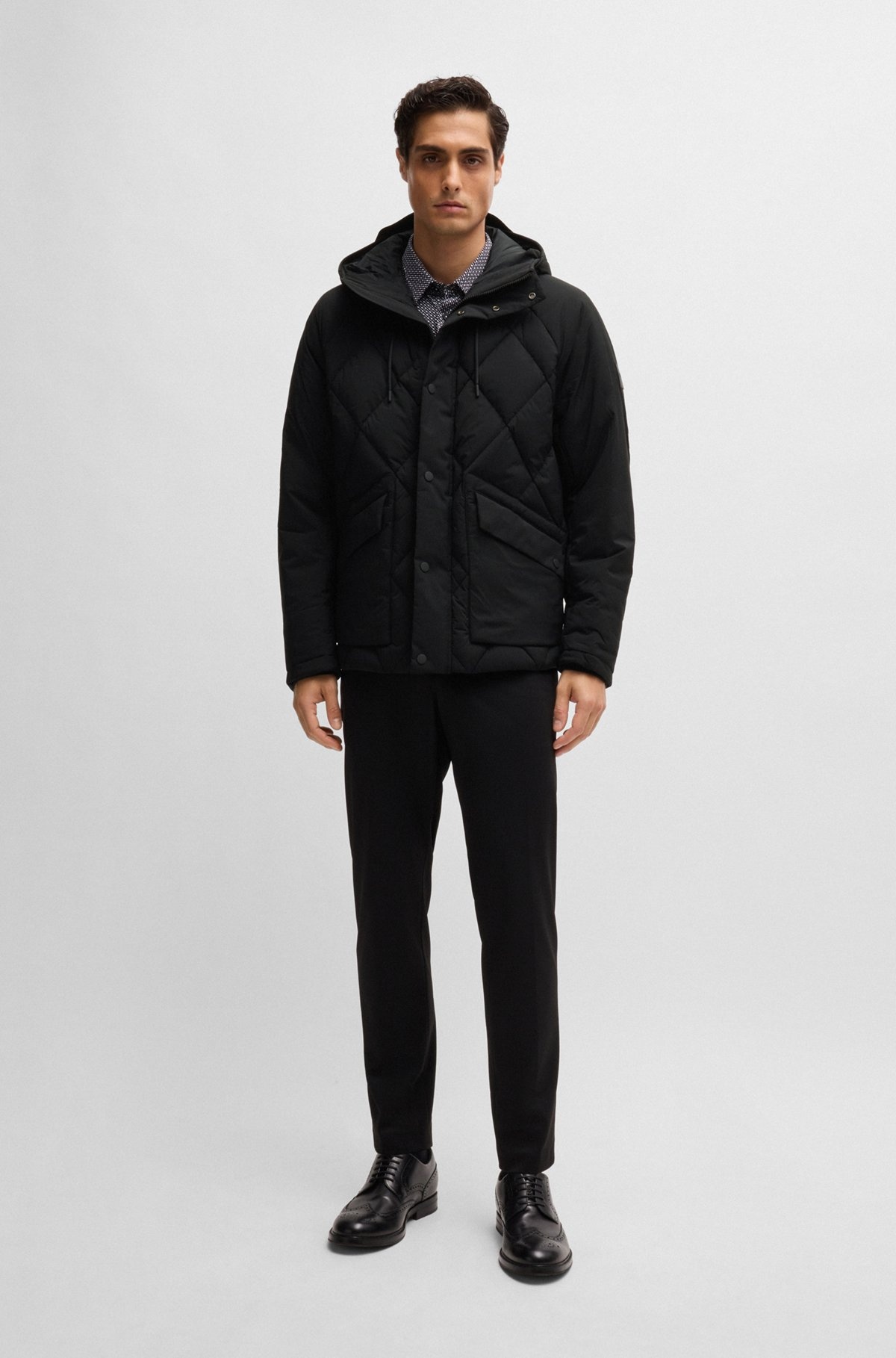 DOWN JACKET IN COMFORT-STRETCH RIPSTOP WITH HOODED COLLAR - 3