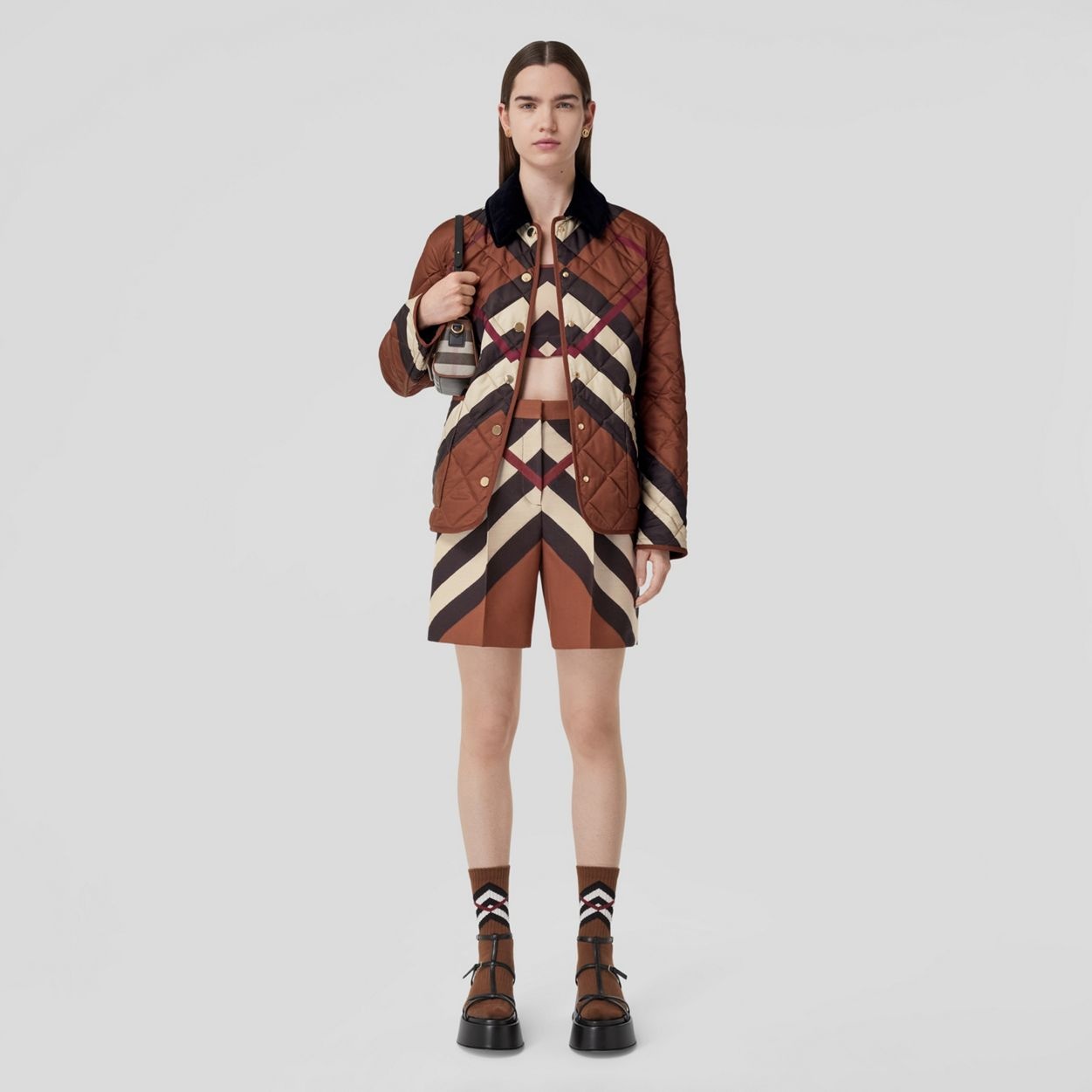 Chevron Check Wool Jacquard Tailored Shorts - 2