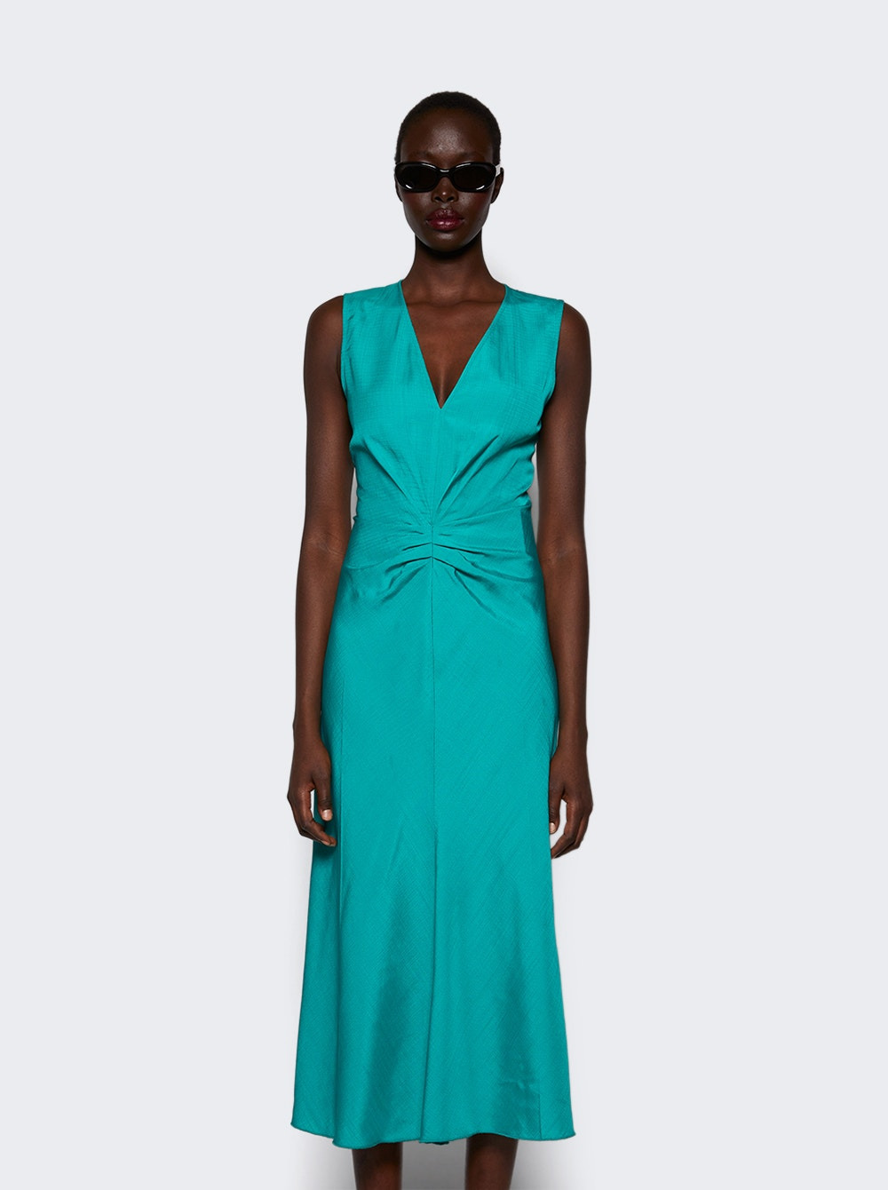 Sleeveless Gathered Waist Midi Dress Peacock - 3
