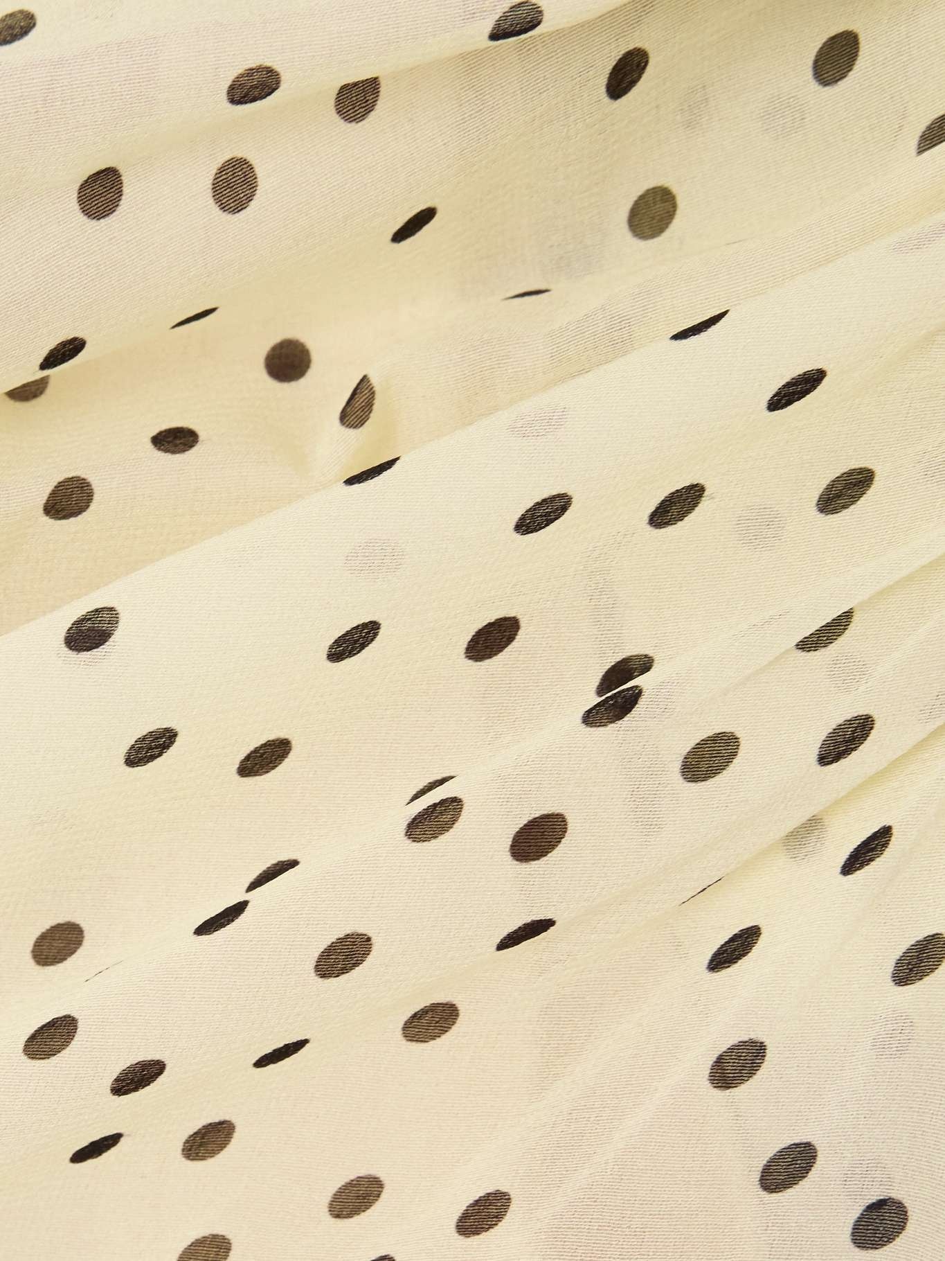 Ruched polka-dot silk-blend chiffon mini dress Cream - 4