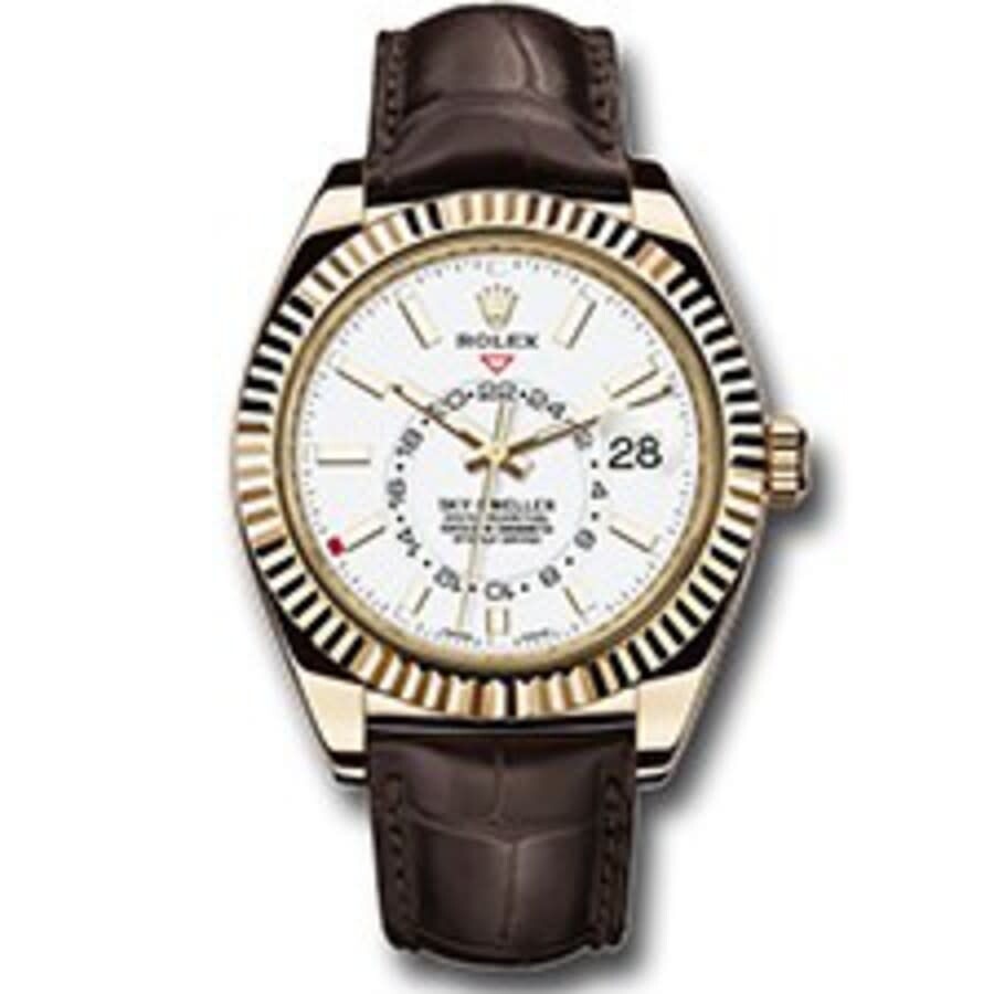 Rolex Sky-Dweller White Dial Automatic 18kt Yellow Gold Men's Leather Watch 326138WSL - 2