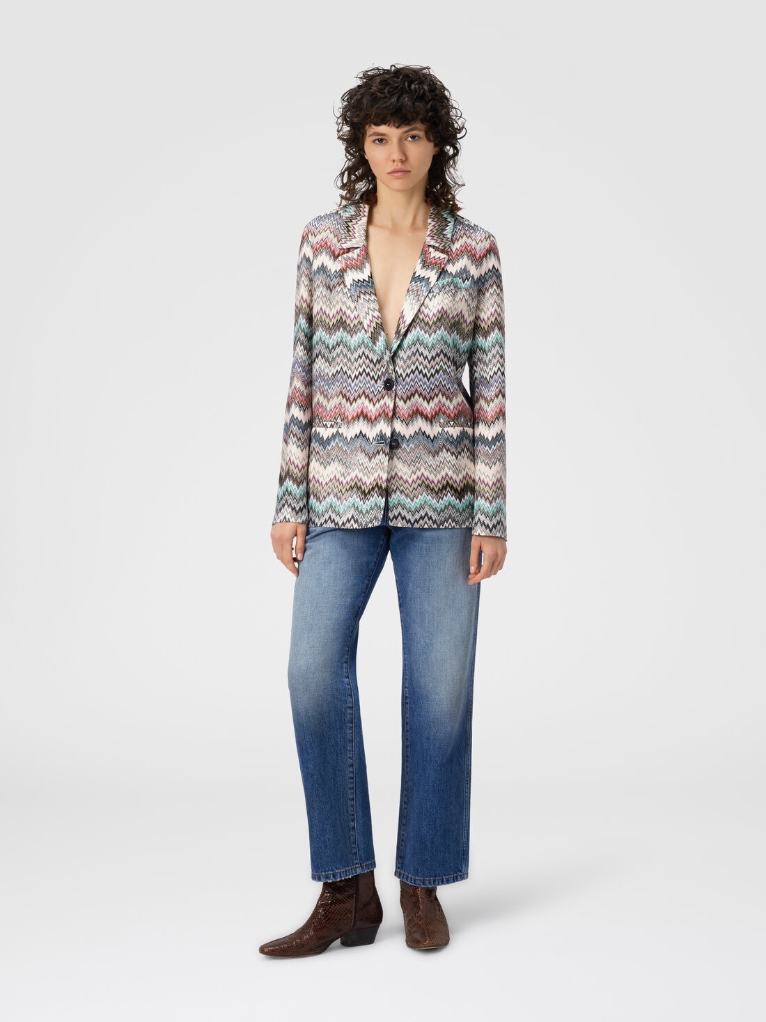Single-Breasted Blazer with Snake Pattern - 2