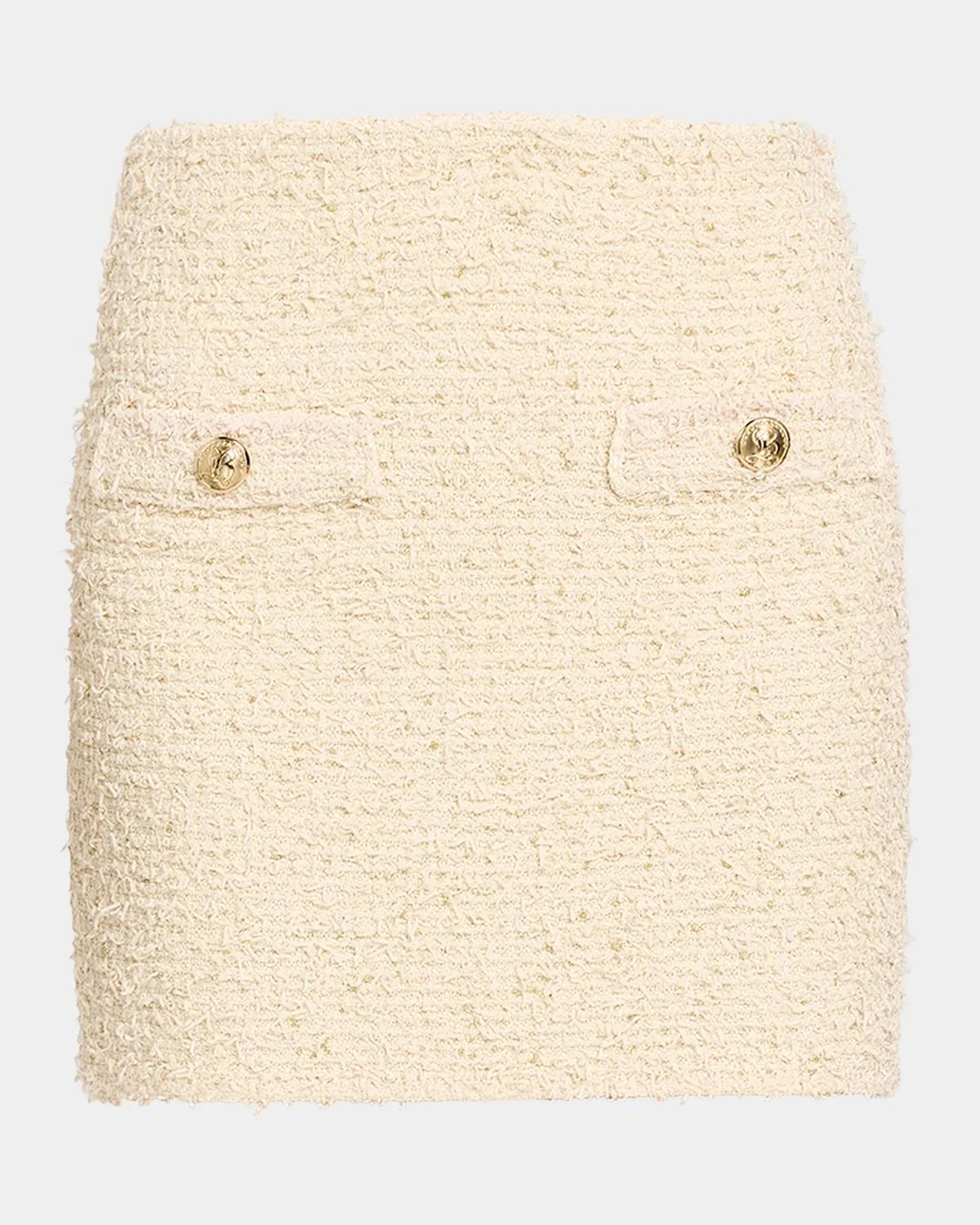 Fringed Tweed Knit Mini Skirt - 1
