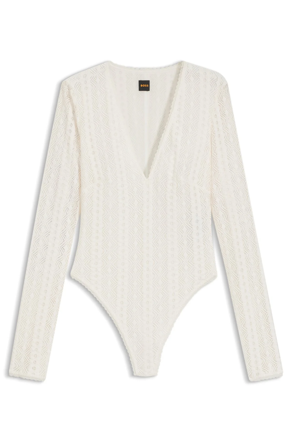 V-NECK BODYSUIT WITH EMBROIDERED STRUCTURE - 1