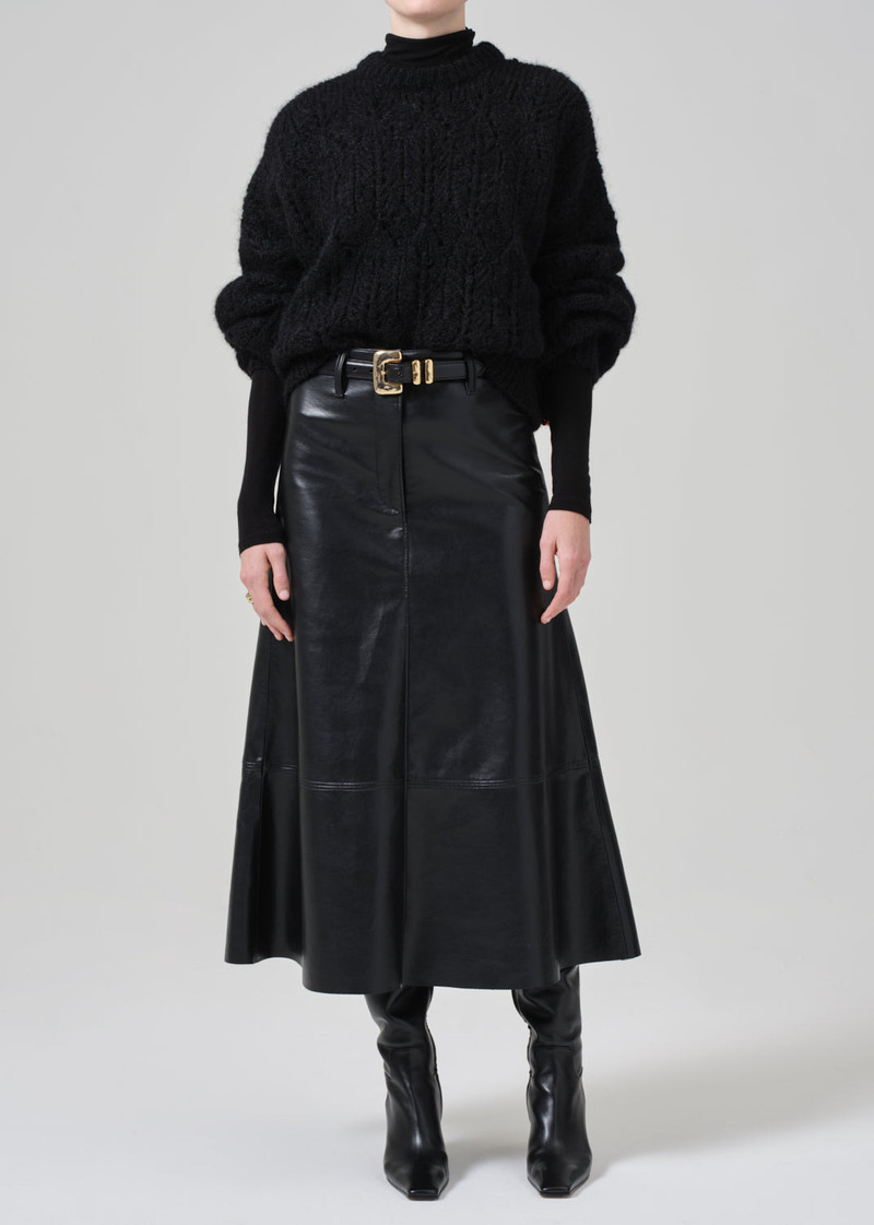 Cassia Leather Skirt In Black - 1