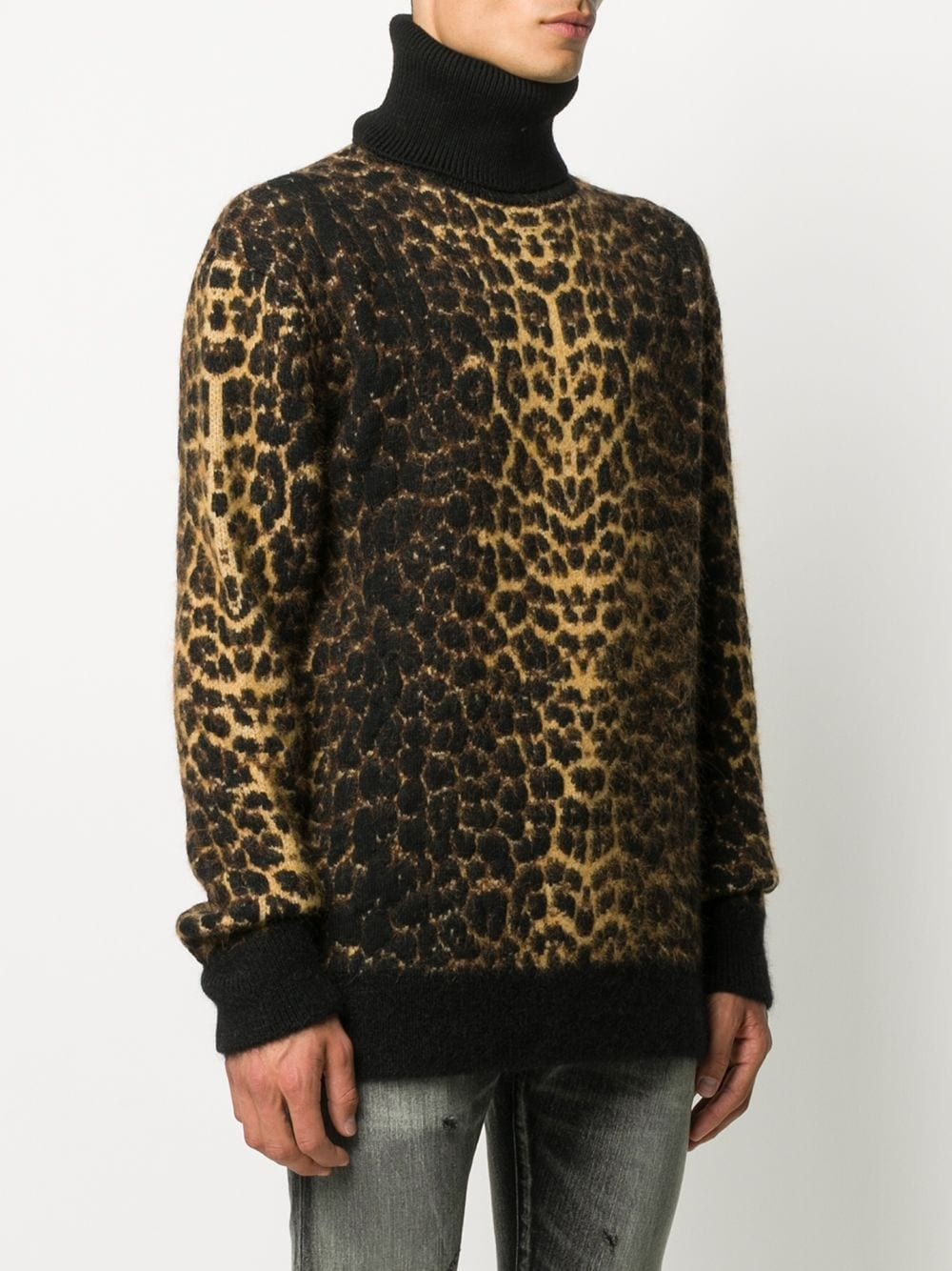 leopard-print roll-neck jumper - 3