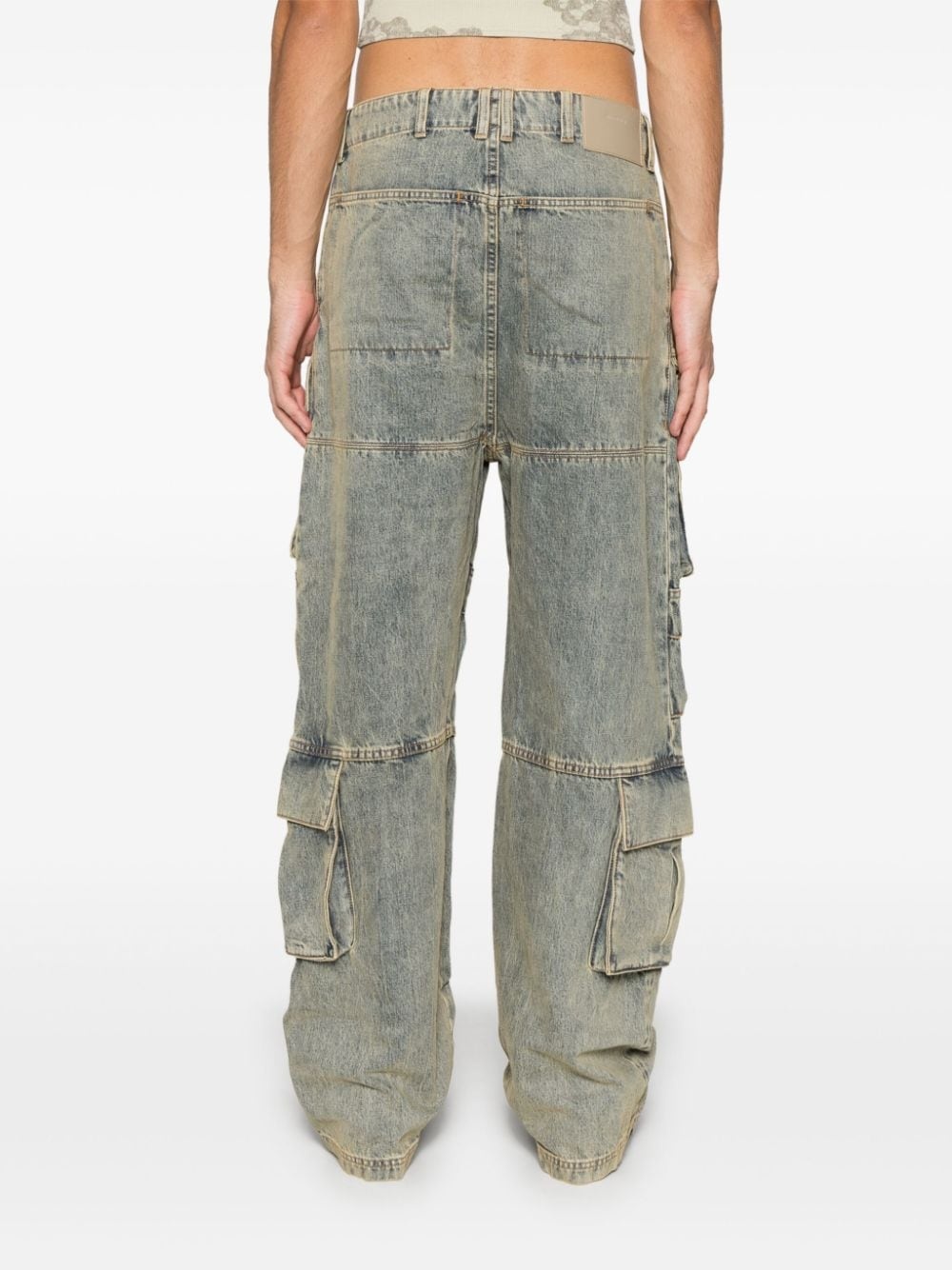 acid-wash cargo jeans - 4