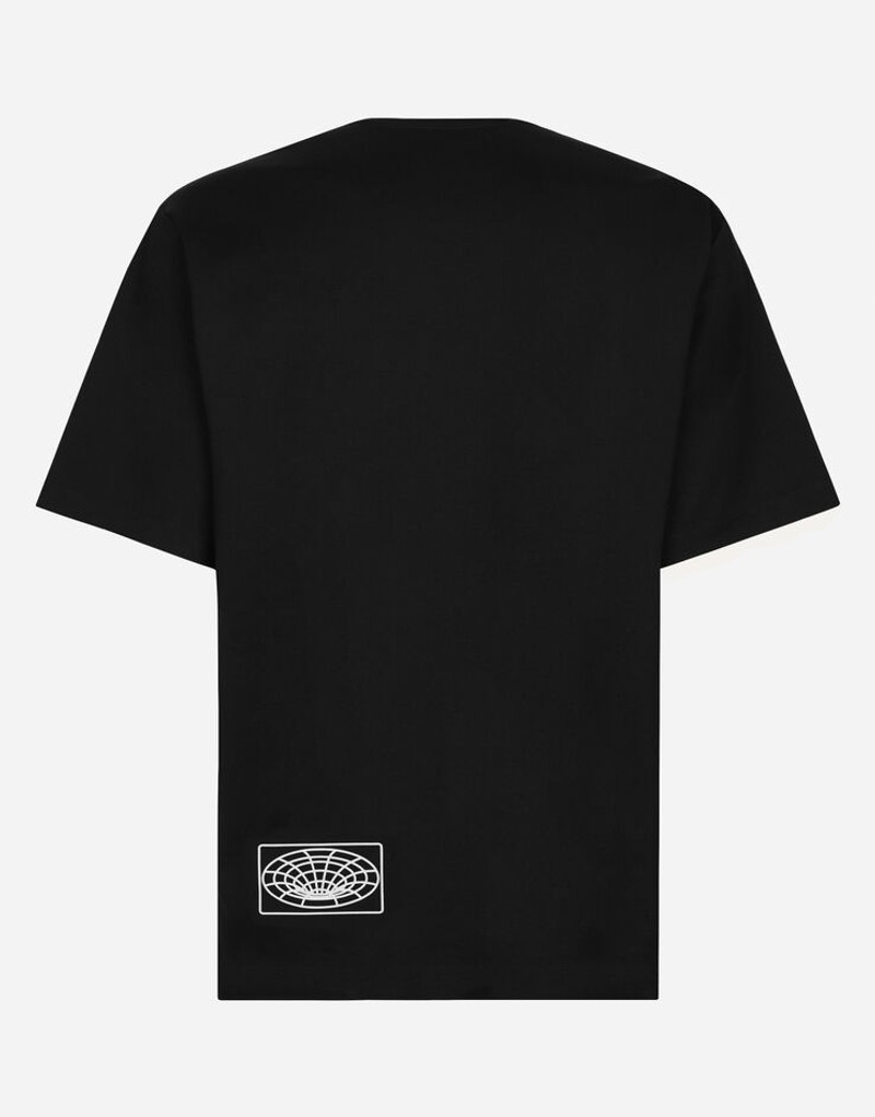 Dolce & Gabbana Cotton T-shirt with DG logo embroidery and print outlook