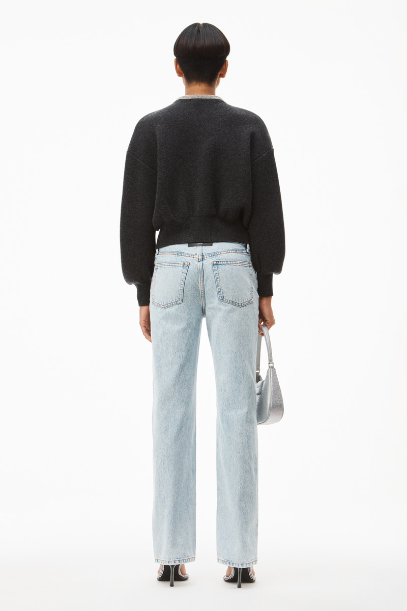 crystal trim cardigan in boiled wool 4