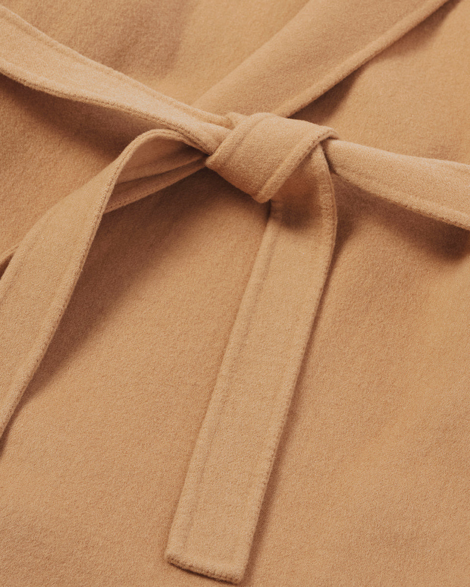 Camel Cashmere Wrap Coat - 6