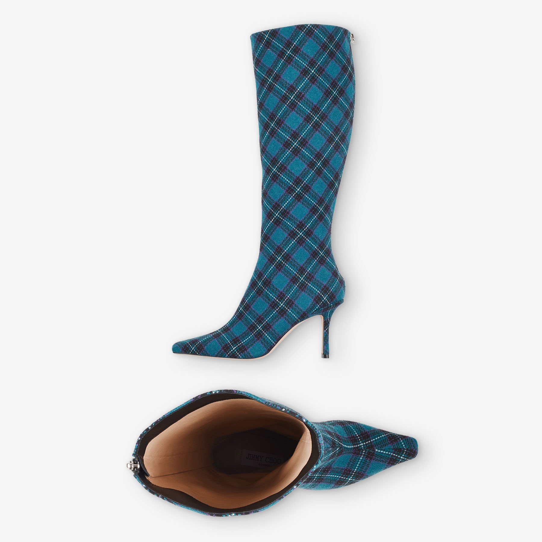 Agathe Knee Boot 85
Peacock Tartan Fabric Knee-High Boots - 5