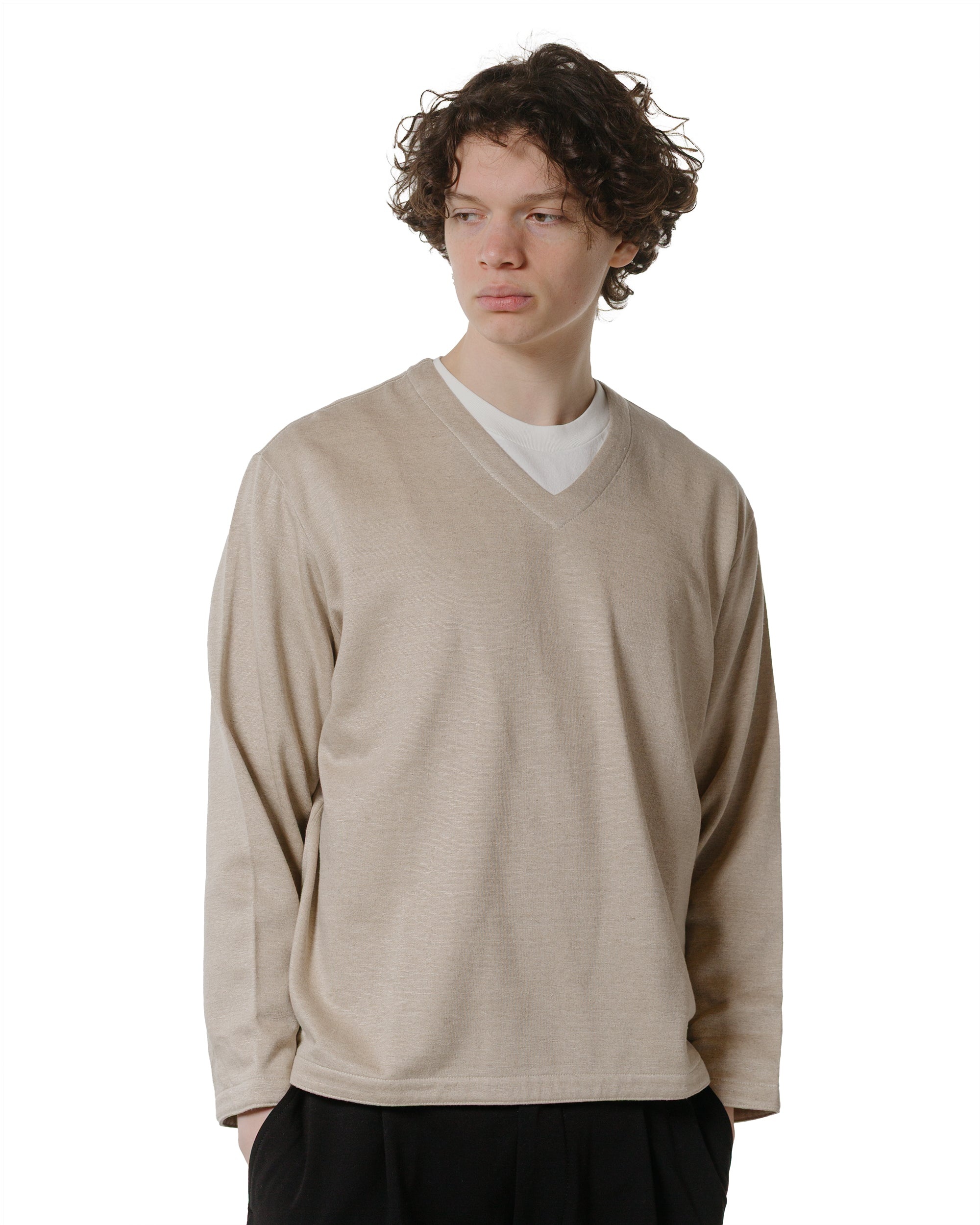 V Neck Sweater Natural - 2