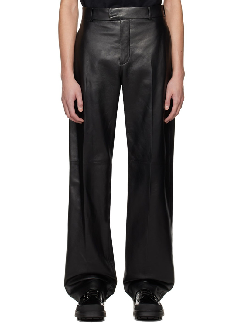 Black Grained Leather Pants 1