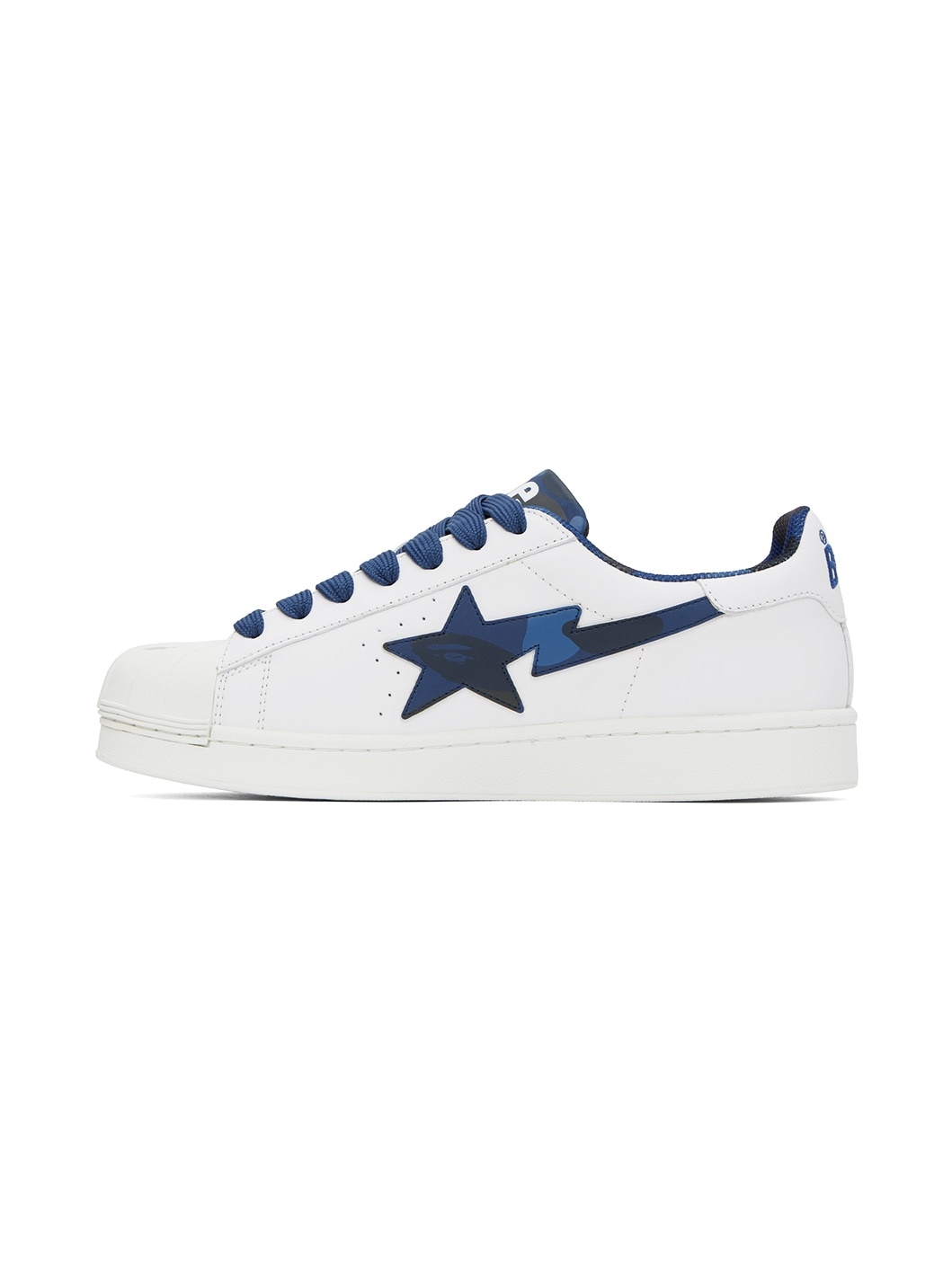 White & Navy Skull Sta Sneakers - 3