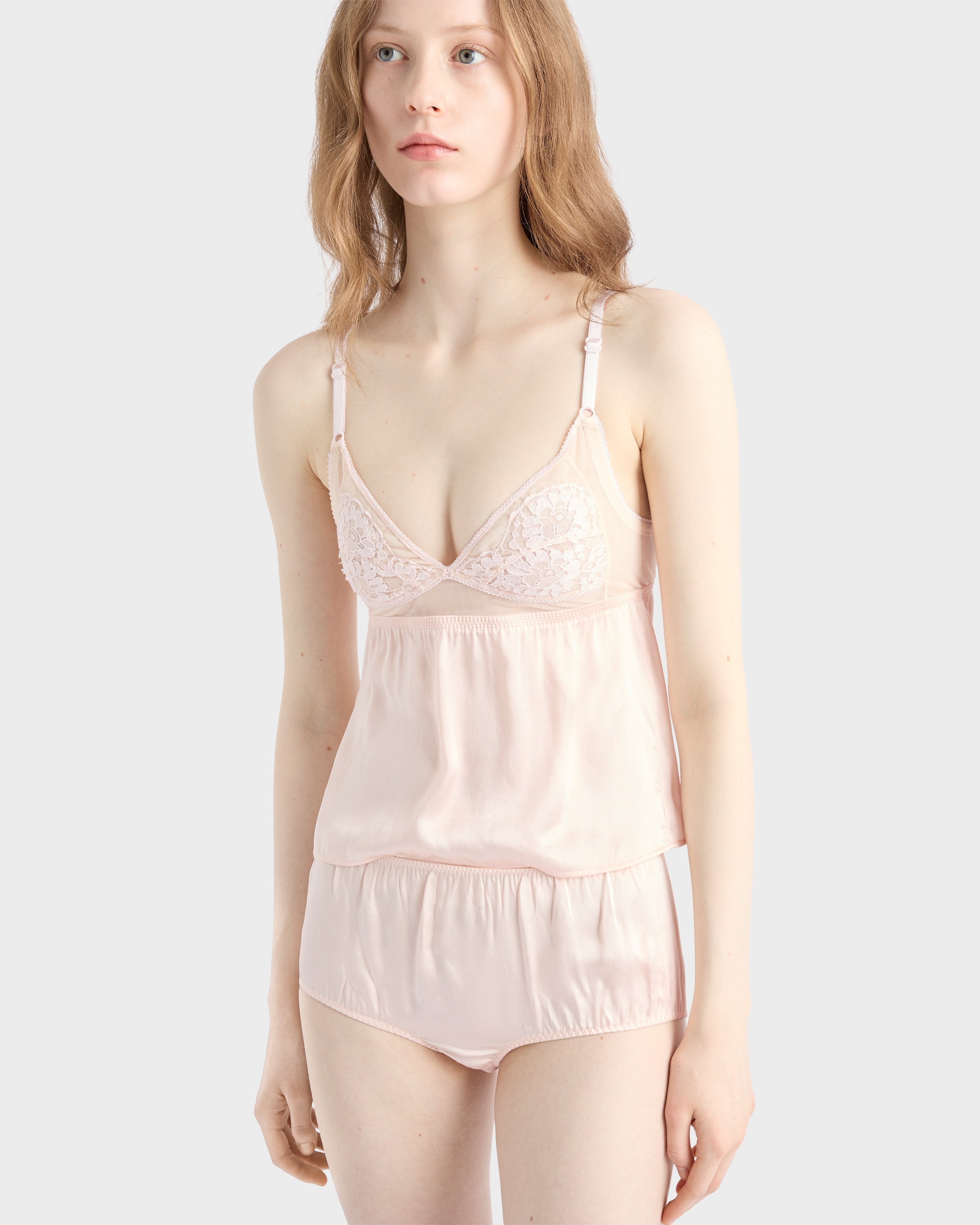 Vintage-look satin and lace top - 4