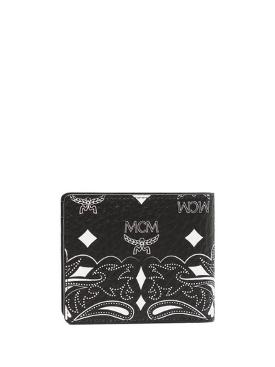 MCM small Aren bandana-print leather wallet outlook