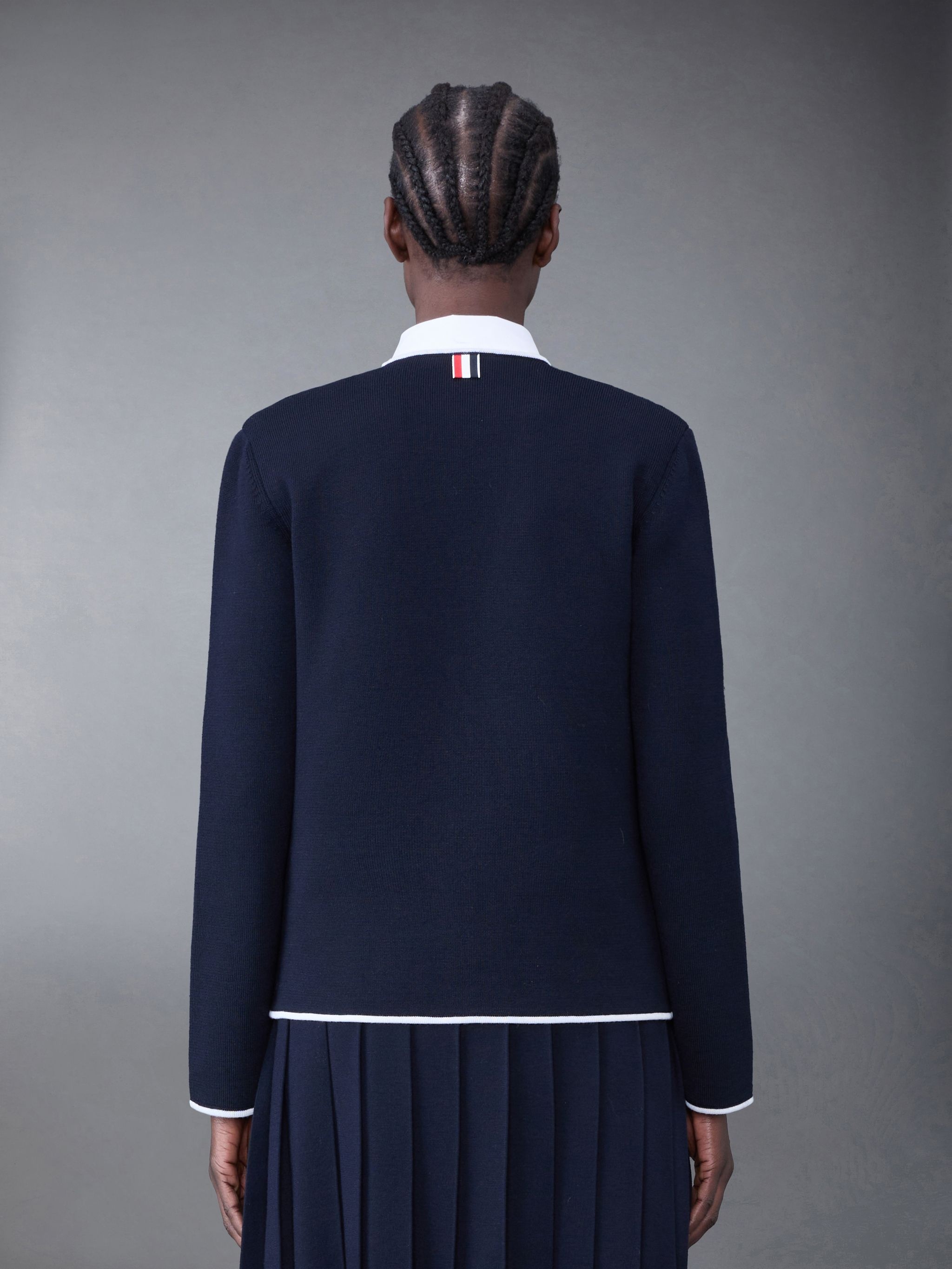 Merino Wool Tipping Double Face Collarless Jacket - 2