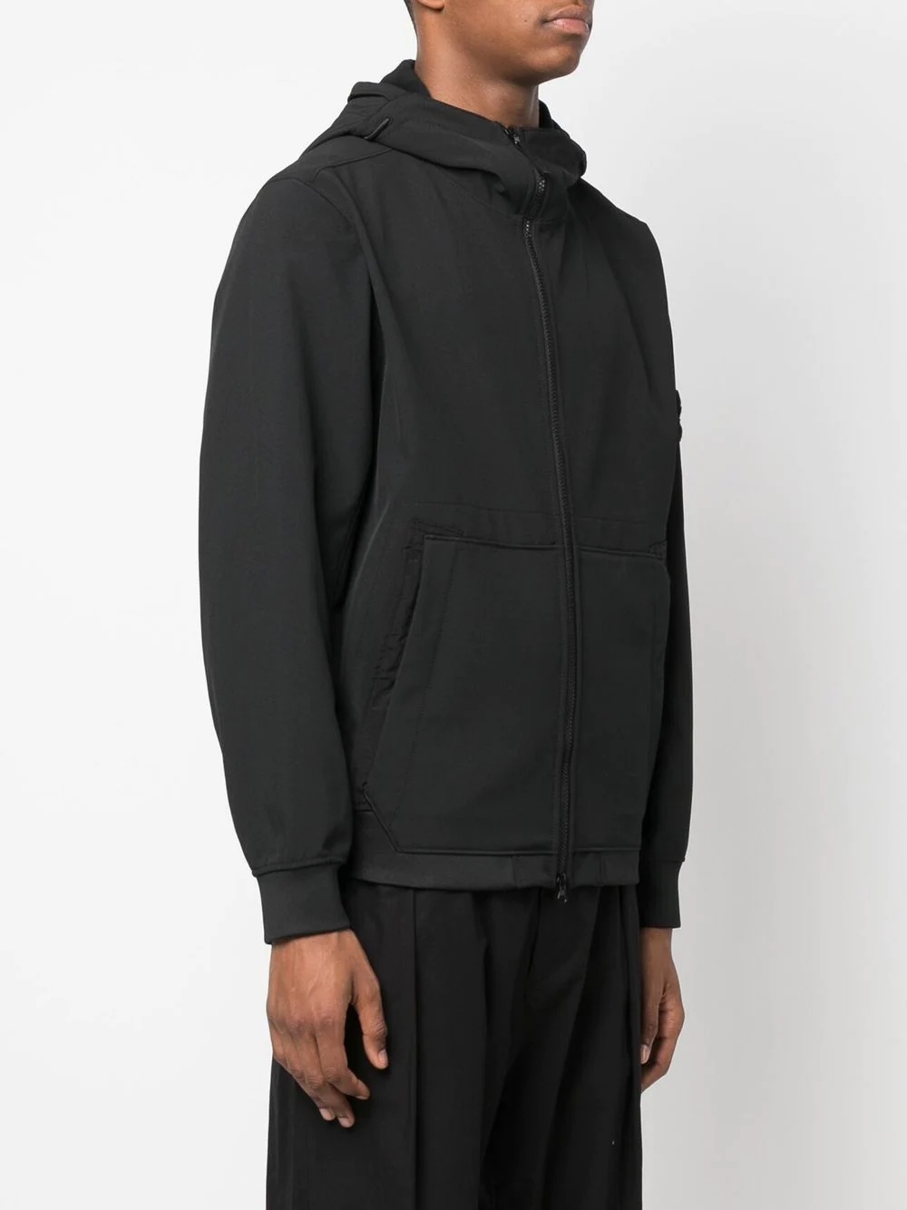 Compass-patch hooded zip-up jacket - 3