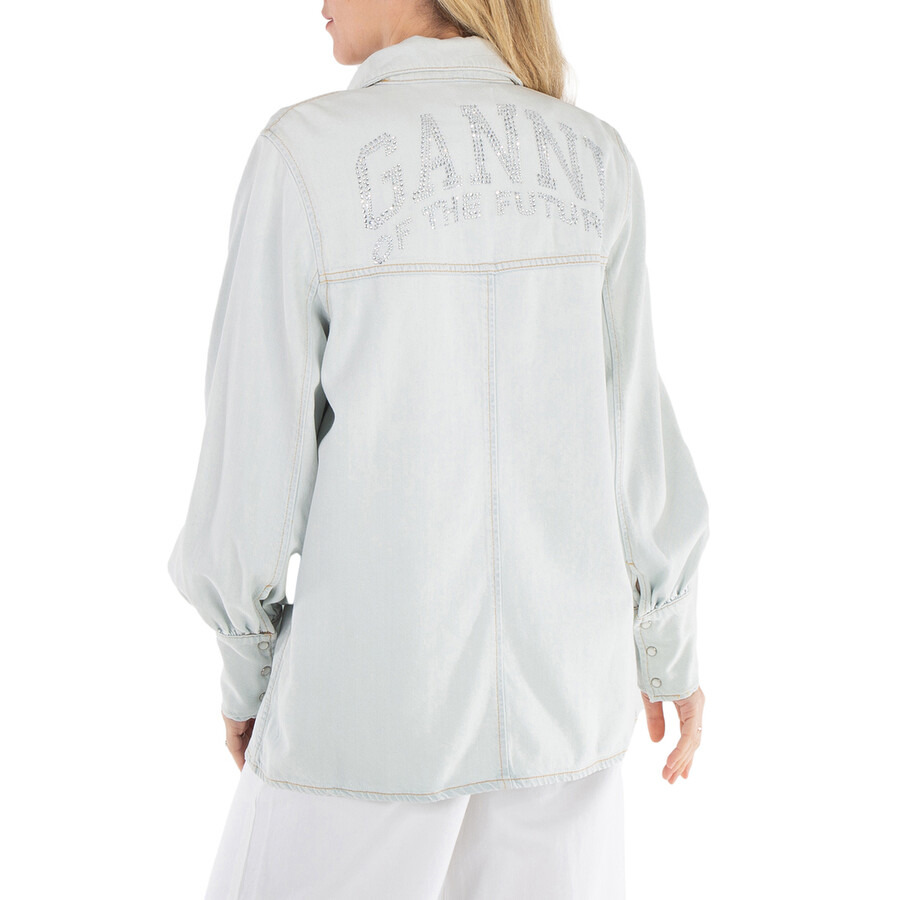Ganni Ladies Light Blue Vintage Denim Future Shirt - 3