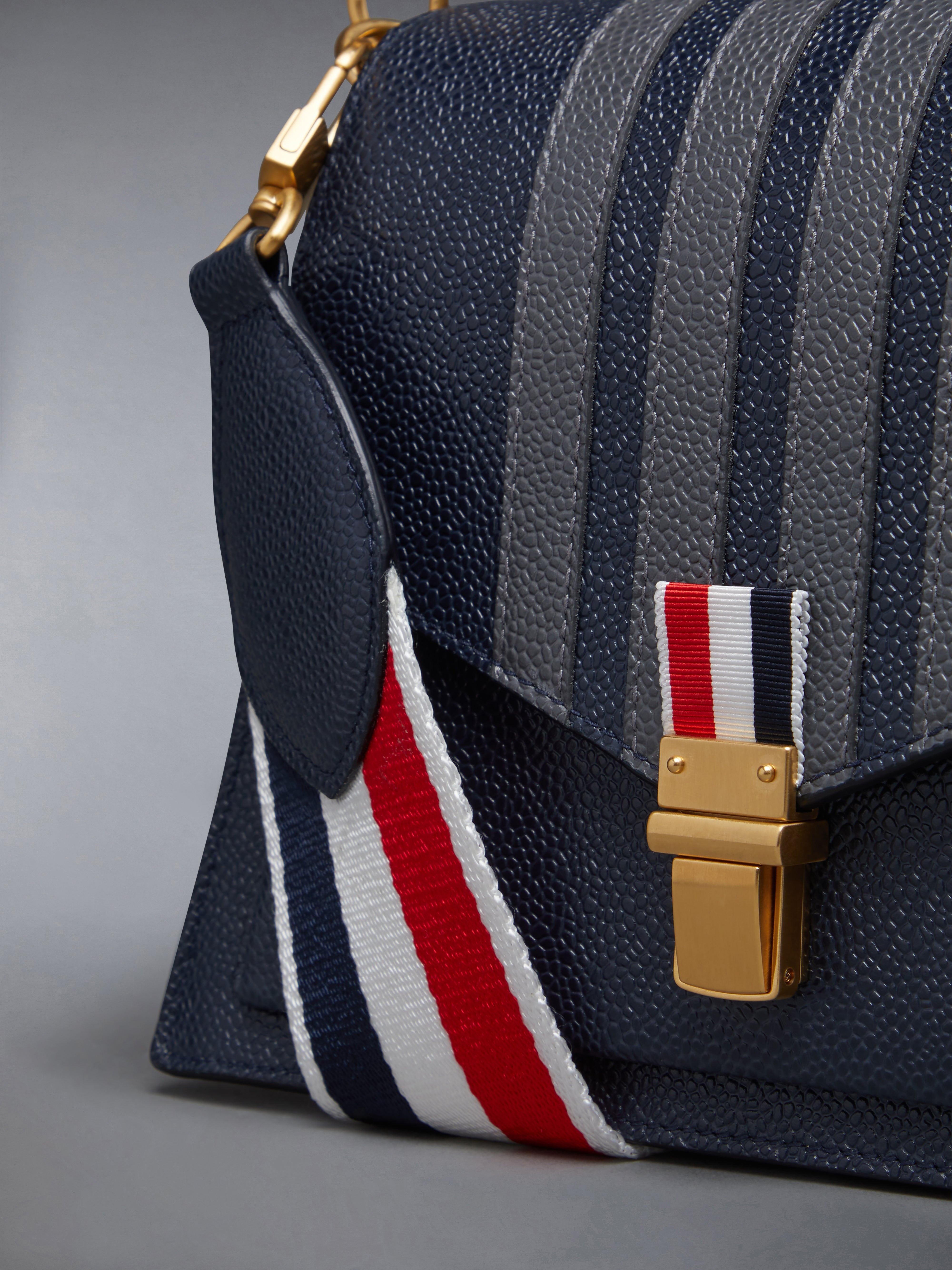PEBBLE GRAIN LEATHER 4-BAR TRAPEZE BAG - 6