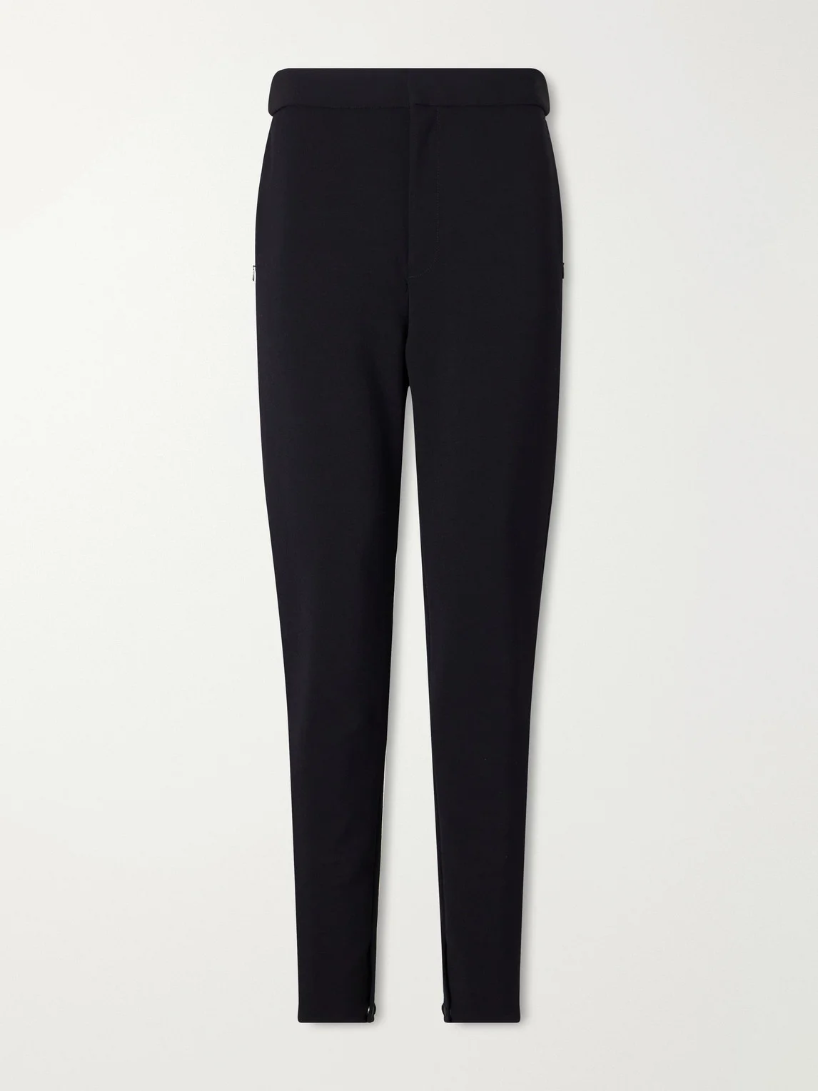 Tapered Leather-Trimmed Wool-Blend Twill Trousers - 1