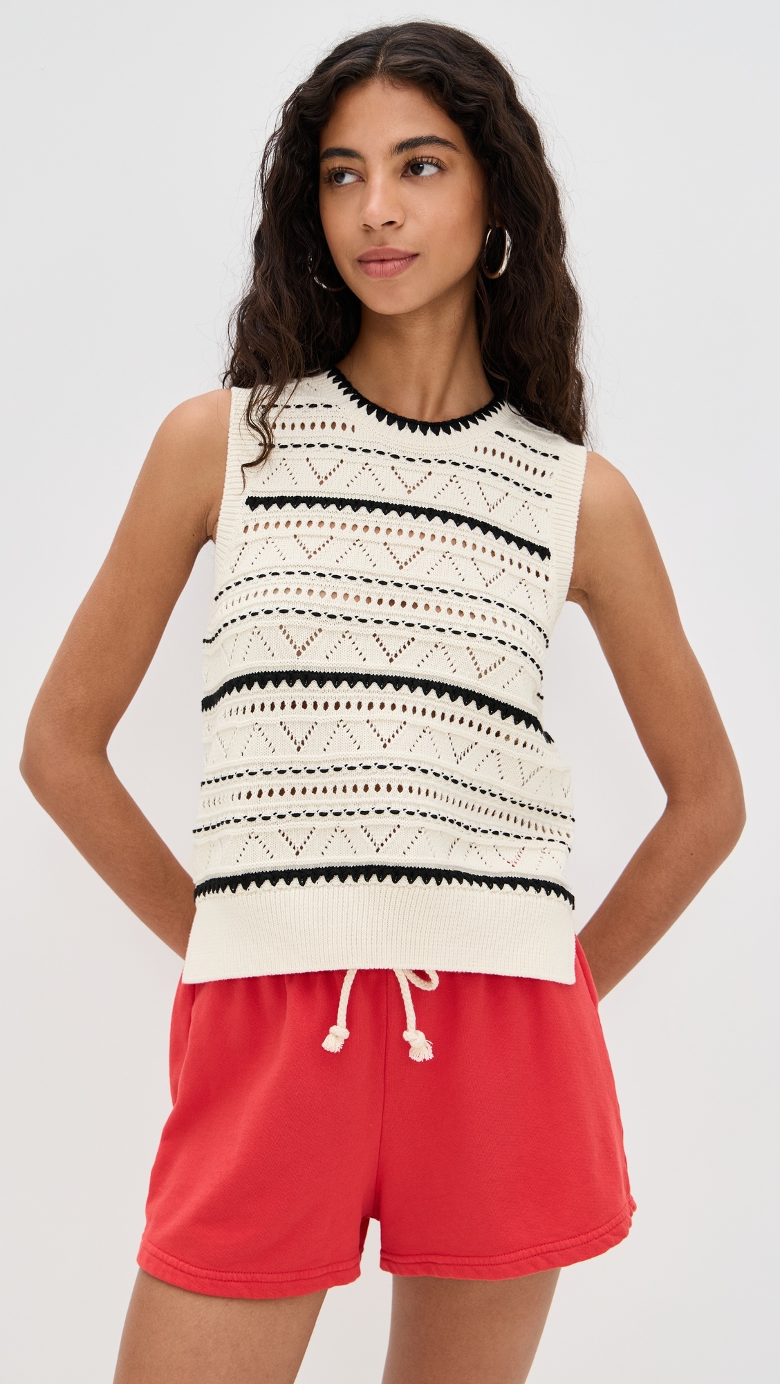 Athena Pointelle Knit Vest - 1